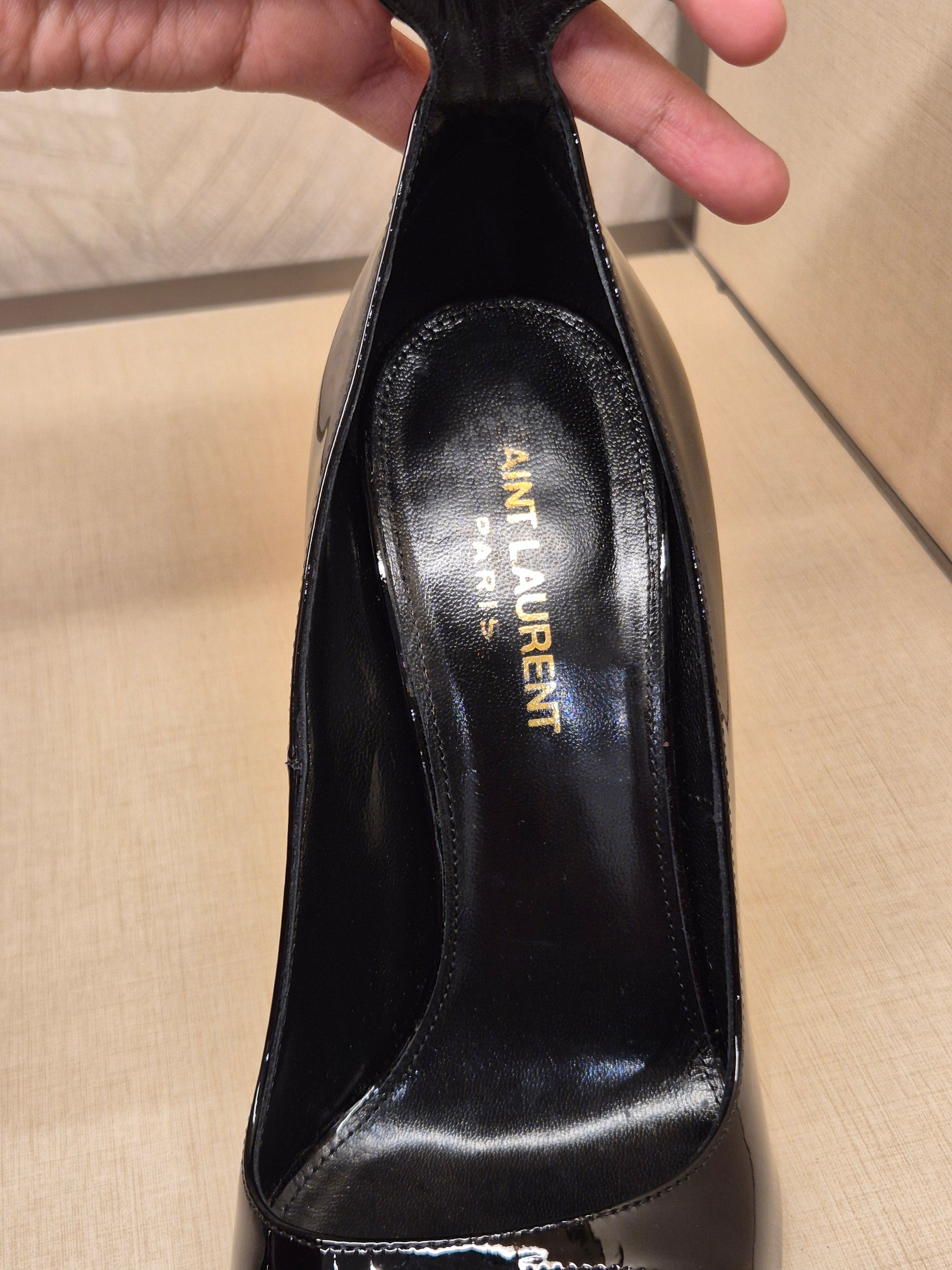 YSL Heels Opyum Black Patent