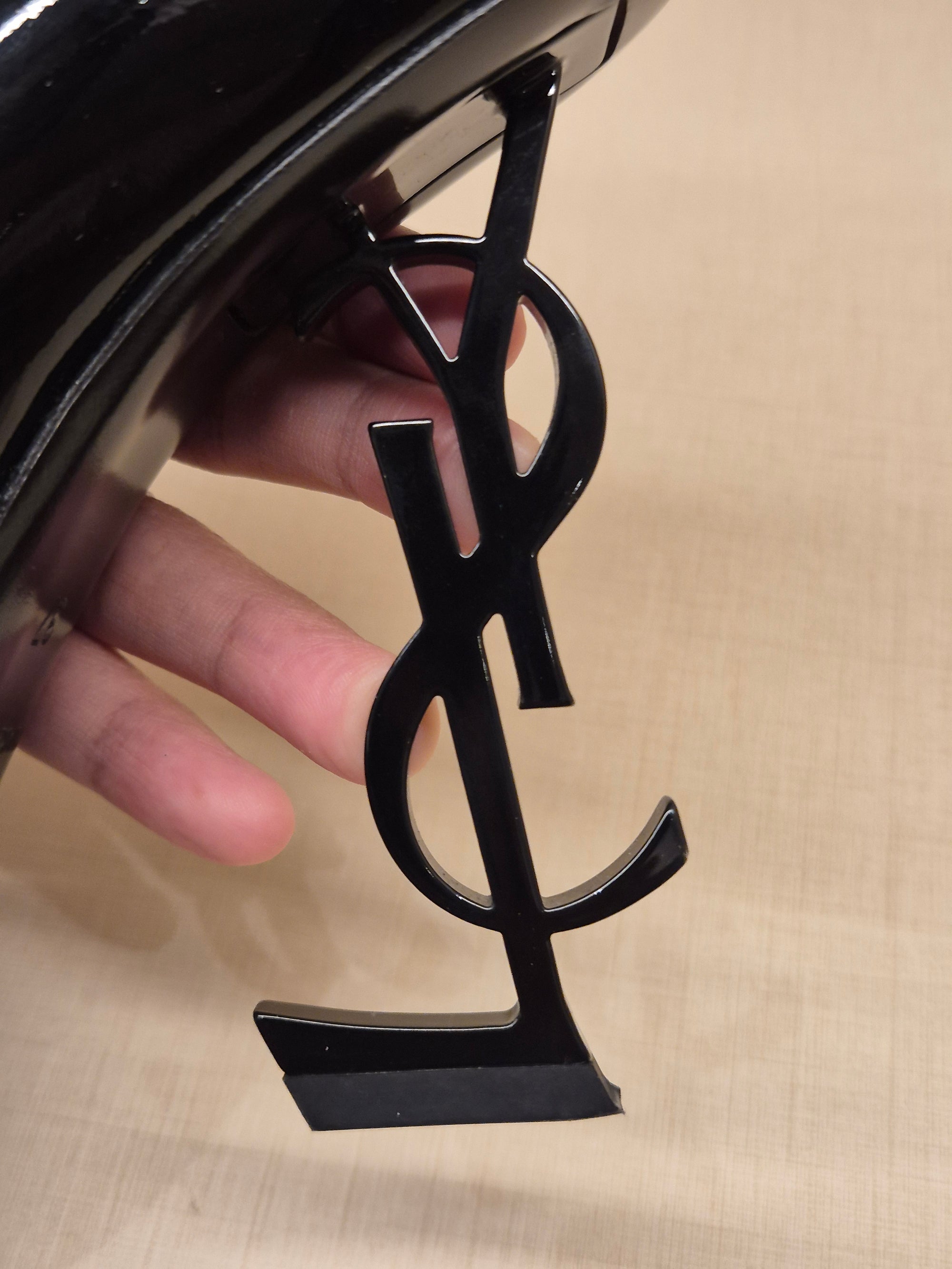 YSL Heels Opyum Black Patent