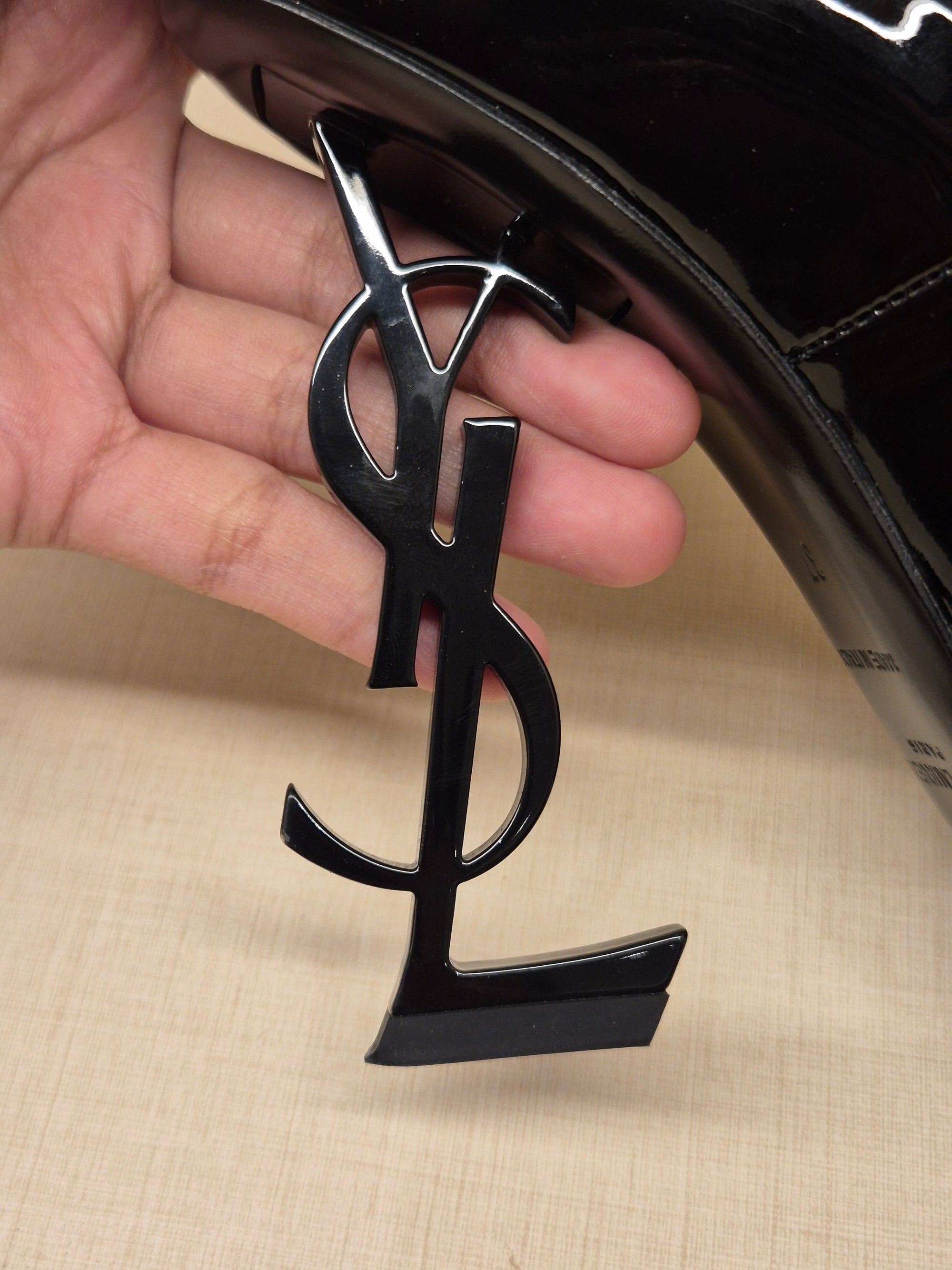 YSL Heels Opyum Black Patent