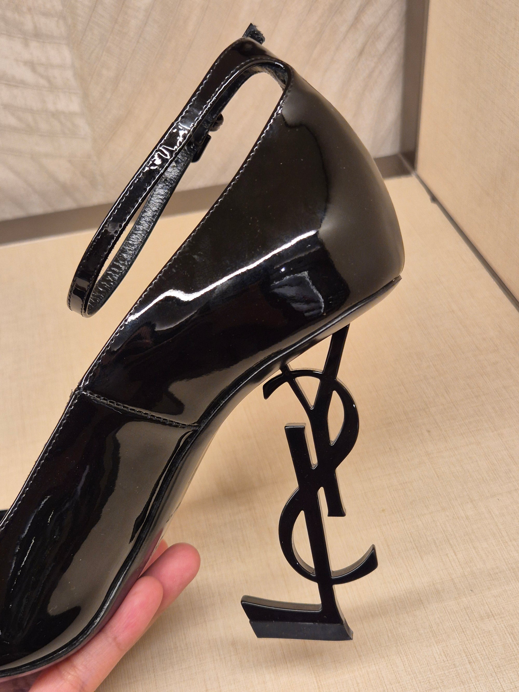 YSL Heels Opyum Black Patent