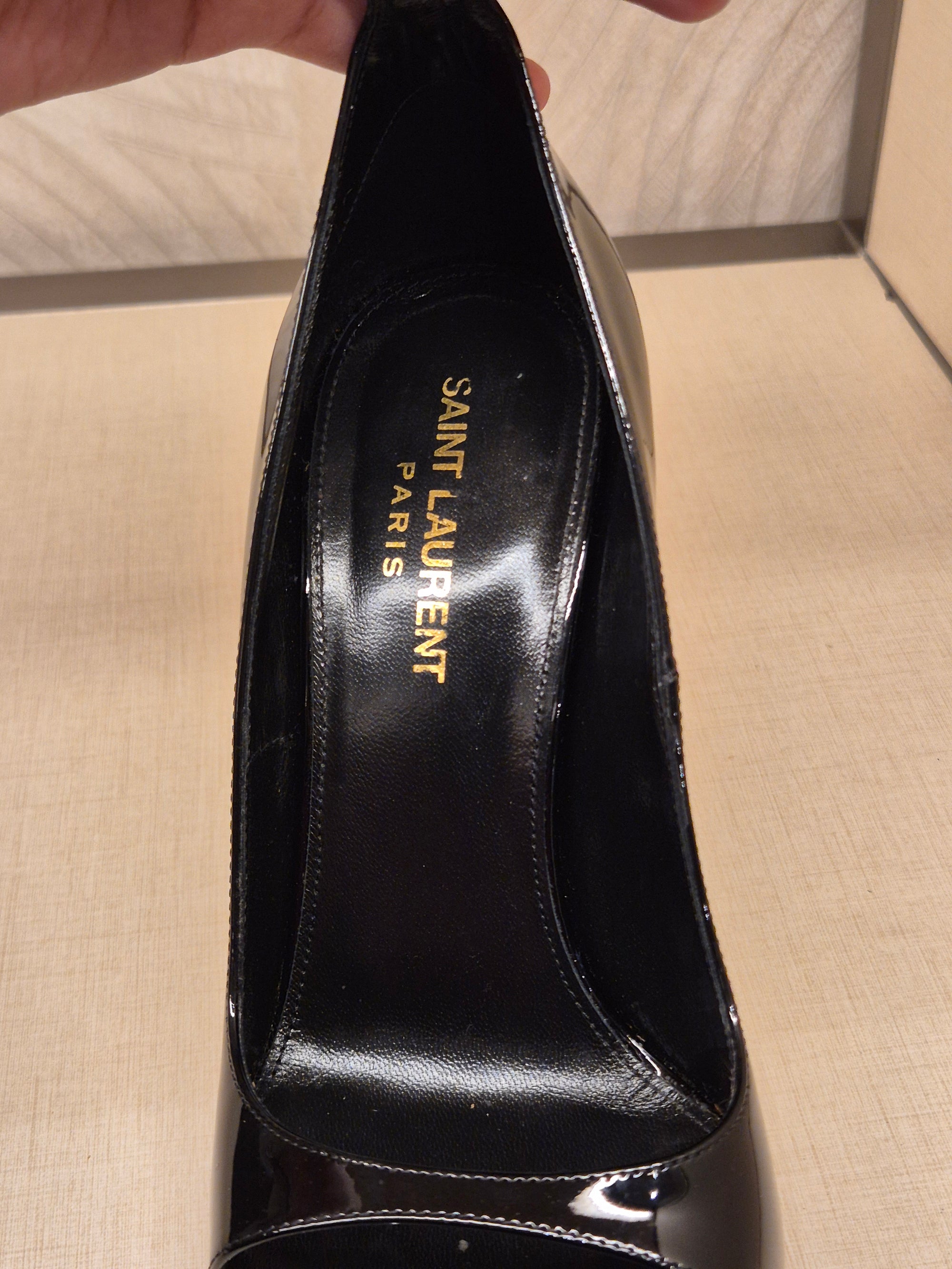 YSL Heels Opyum Black Patent