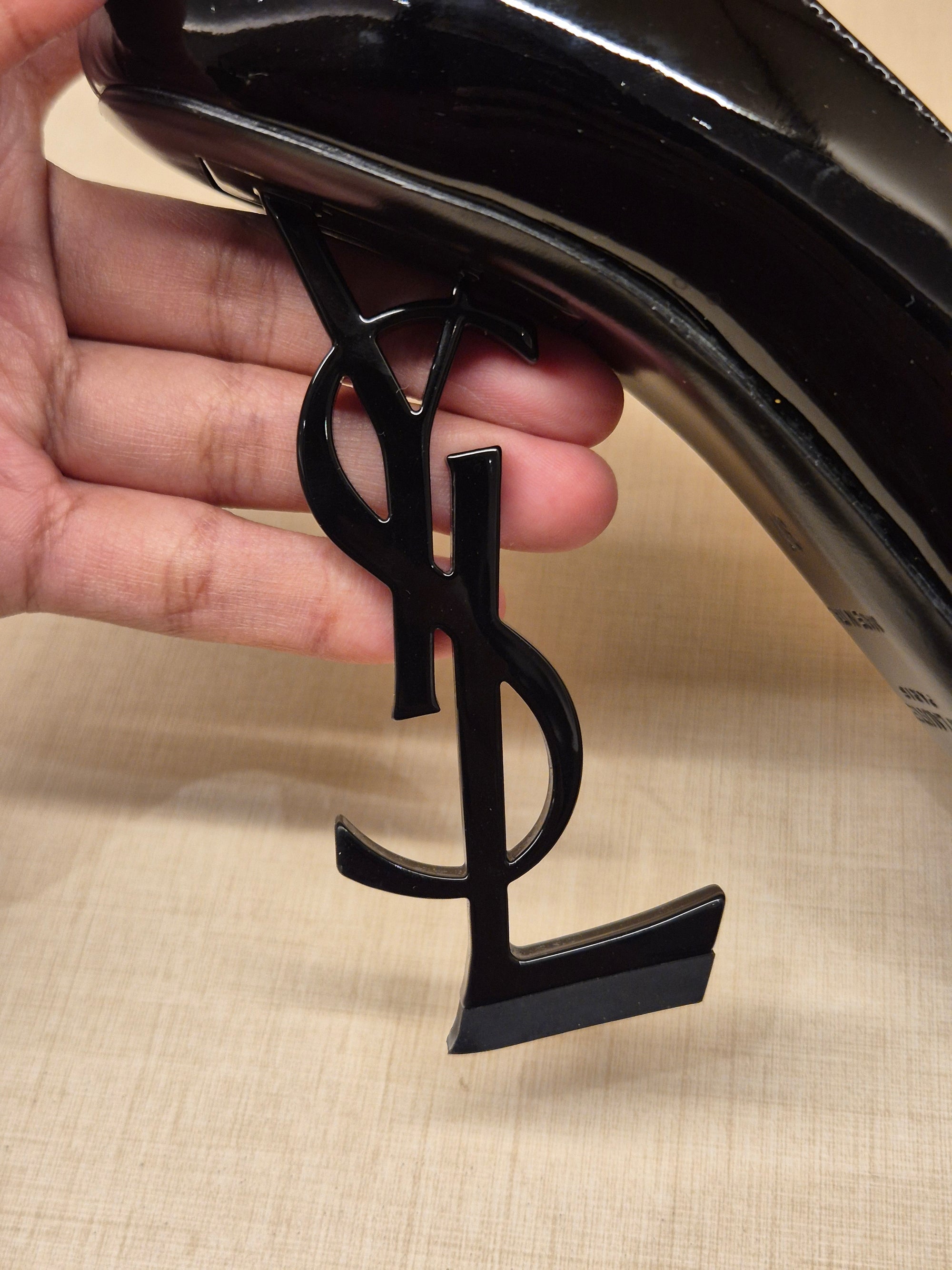 YSL Heels Opyum Black Patent