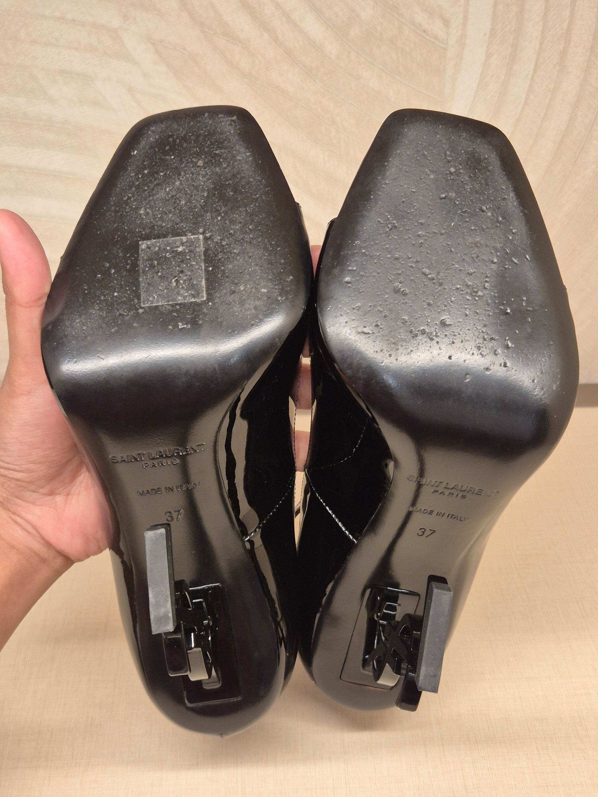 YSL Heels Opyum Black Patent