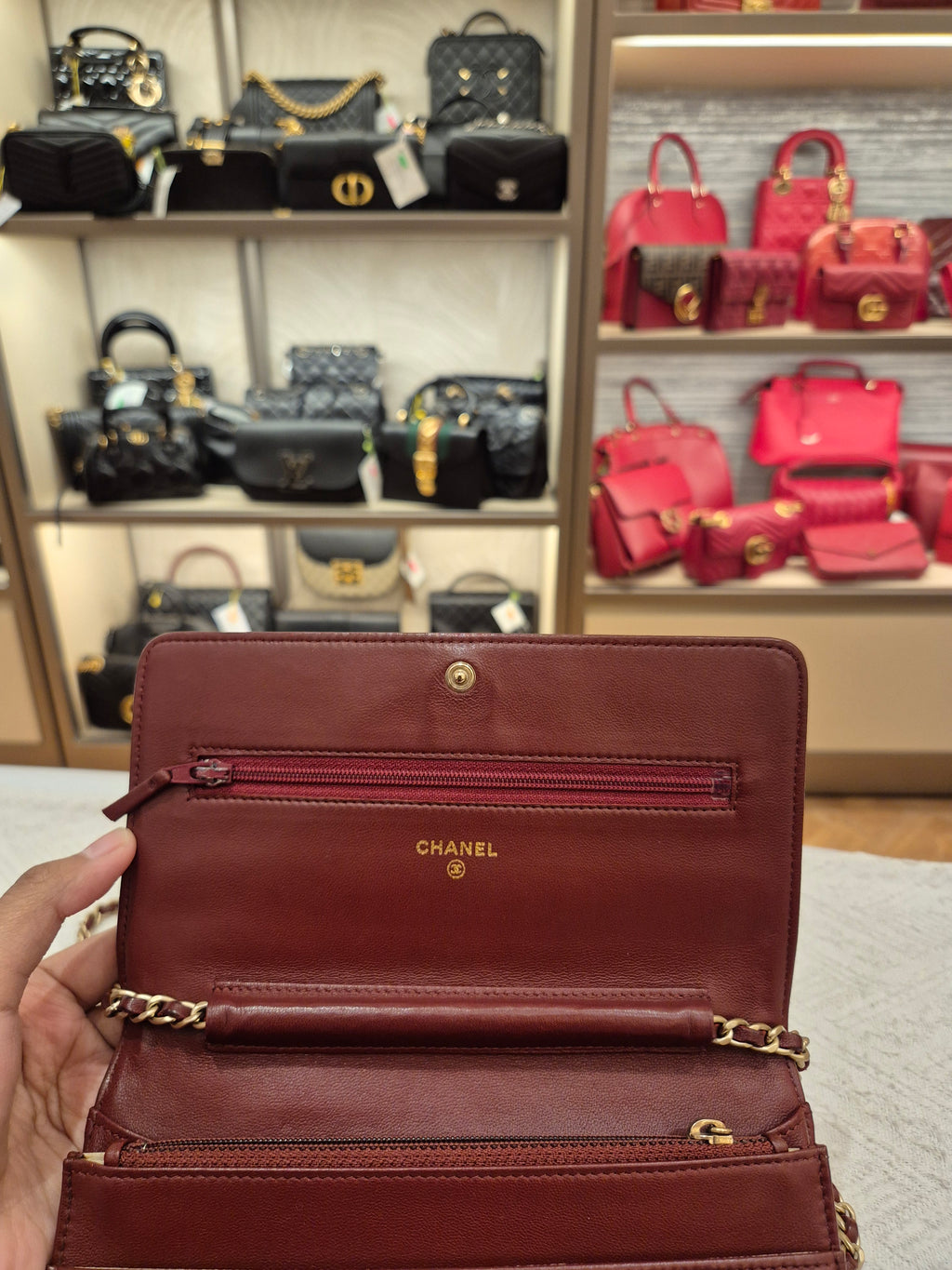 Chanel Wallet On Chain Camelia Maroon