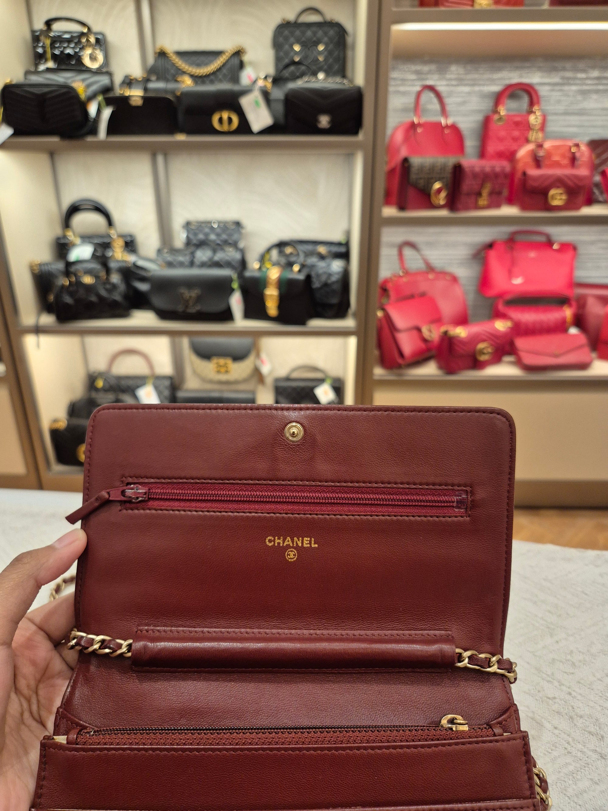Chanel Wallet On Chain Camelia Maroon