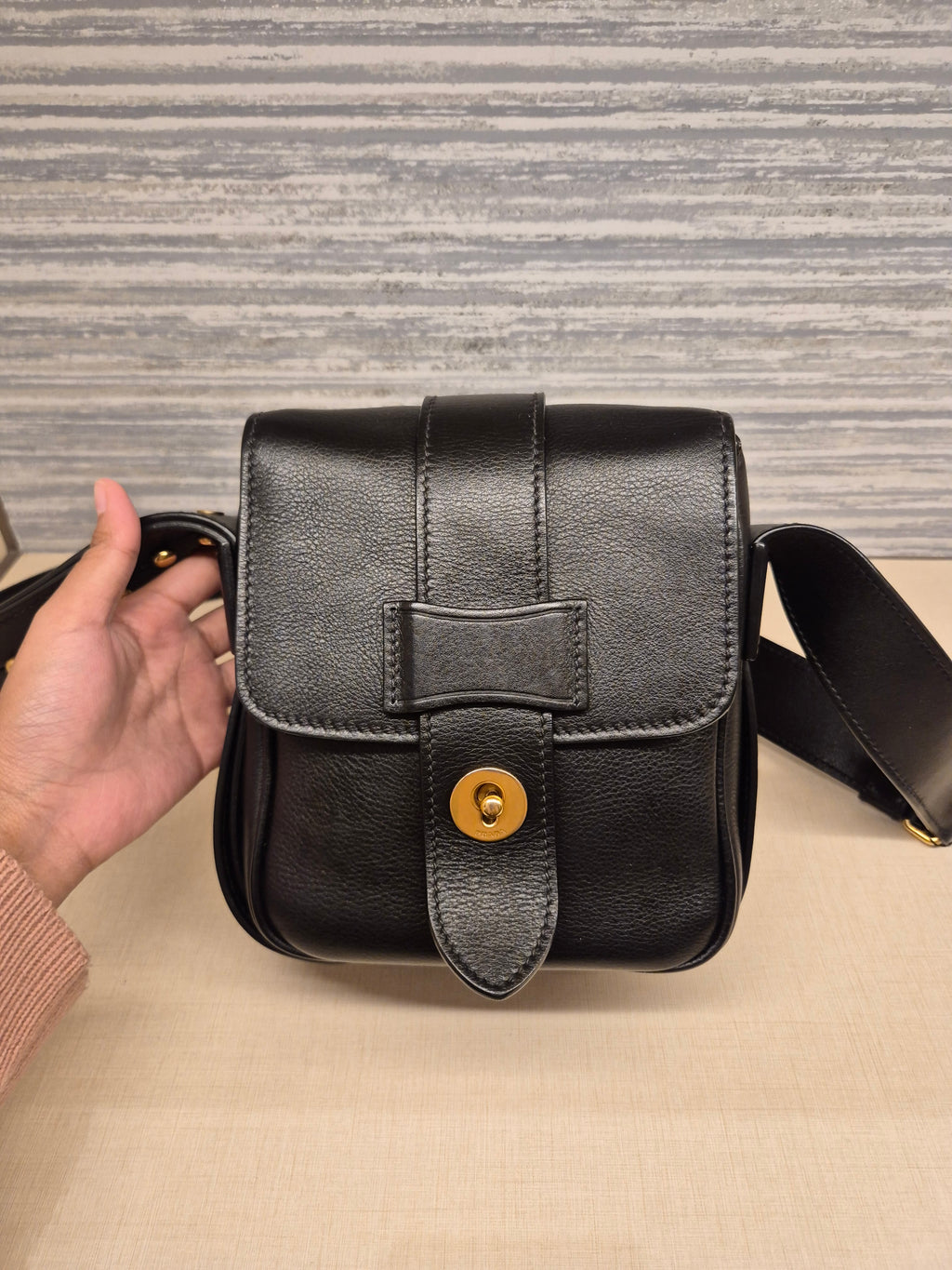 Prada Vitello Sling Leather Black
