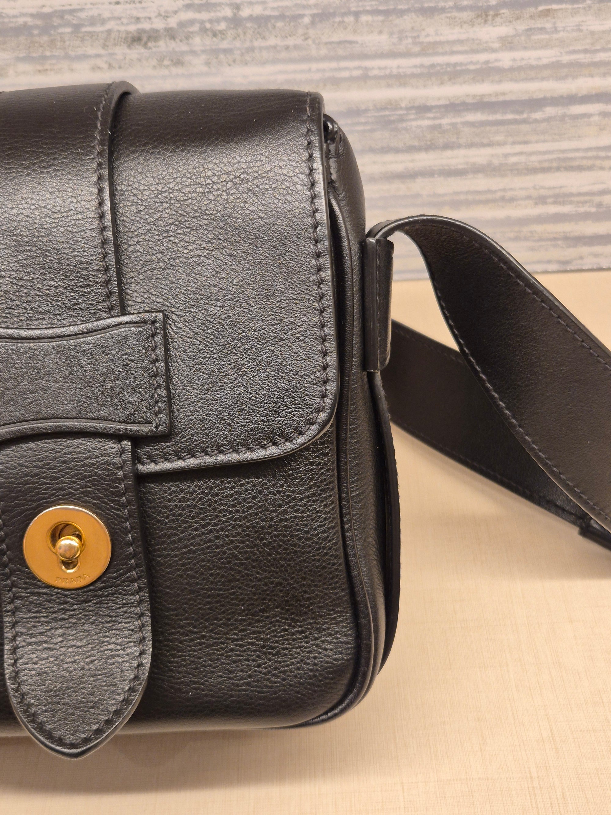 Prada Vitello Sling Leather Black