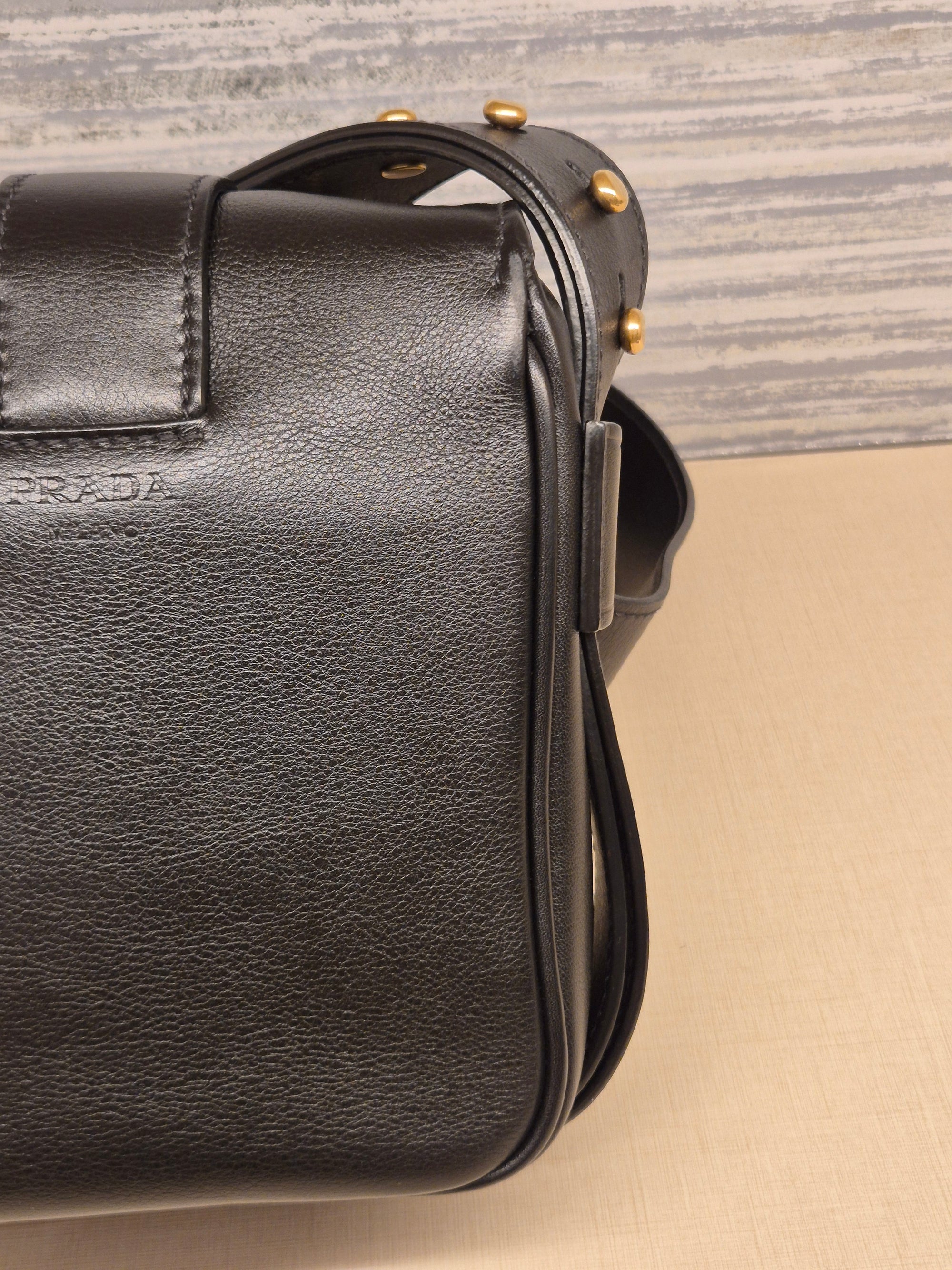 Prada Vitello Sling Leather Black