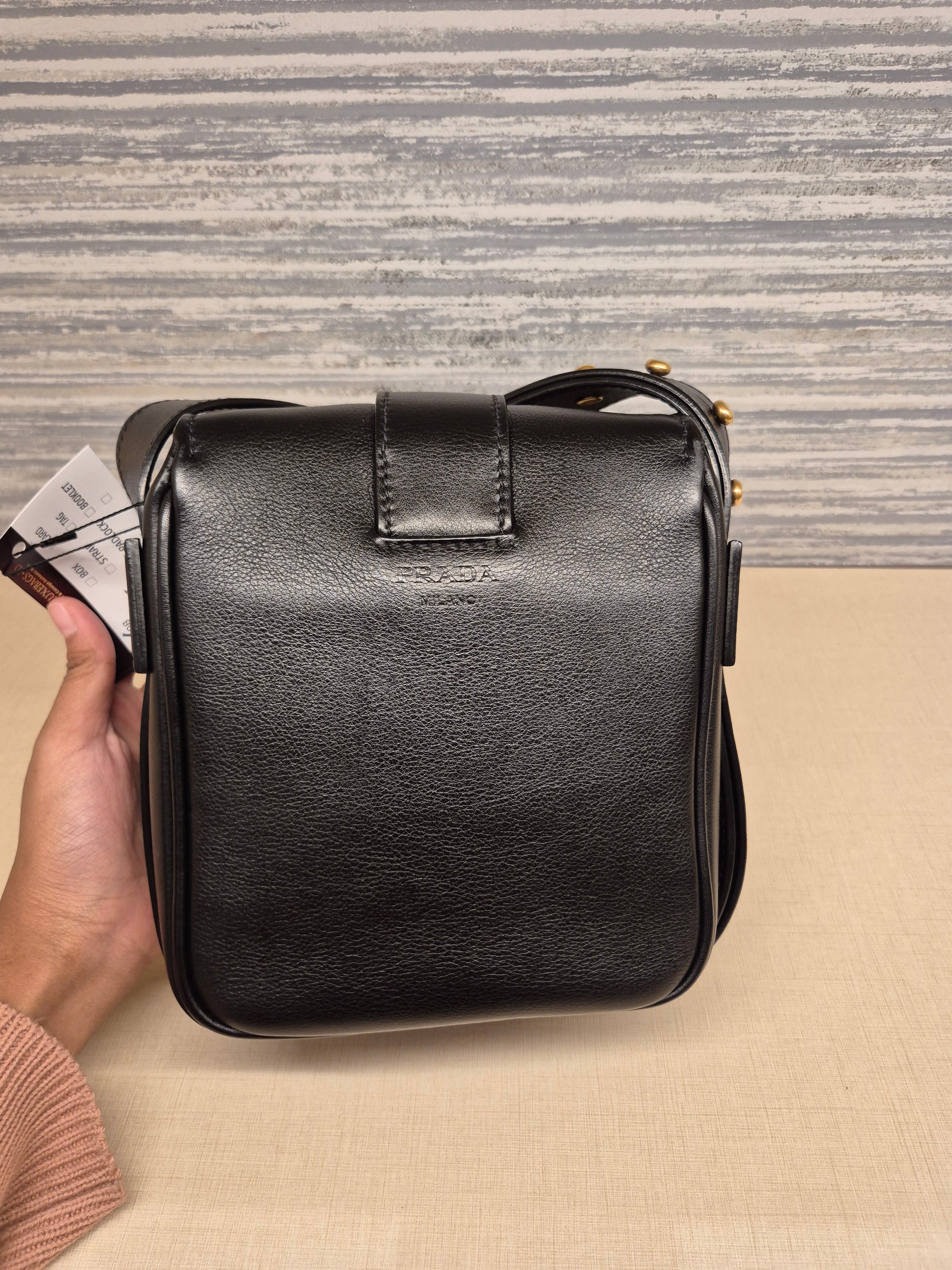 Prada Vitello Sling Leather Black