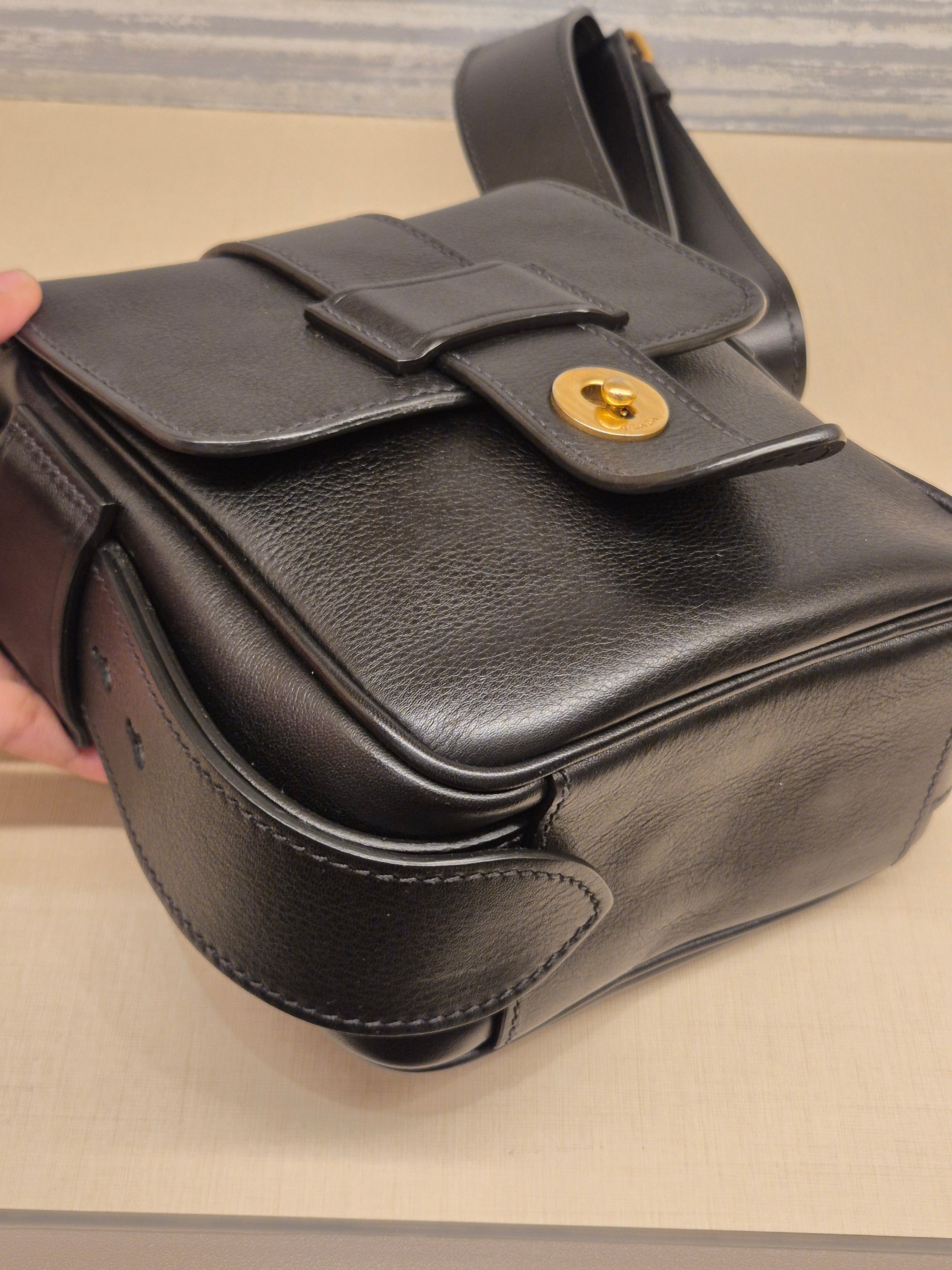 Prada Vitello Sling Leather Black
