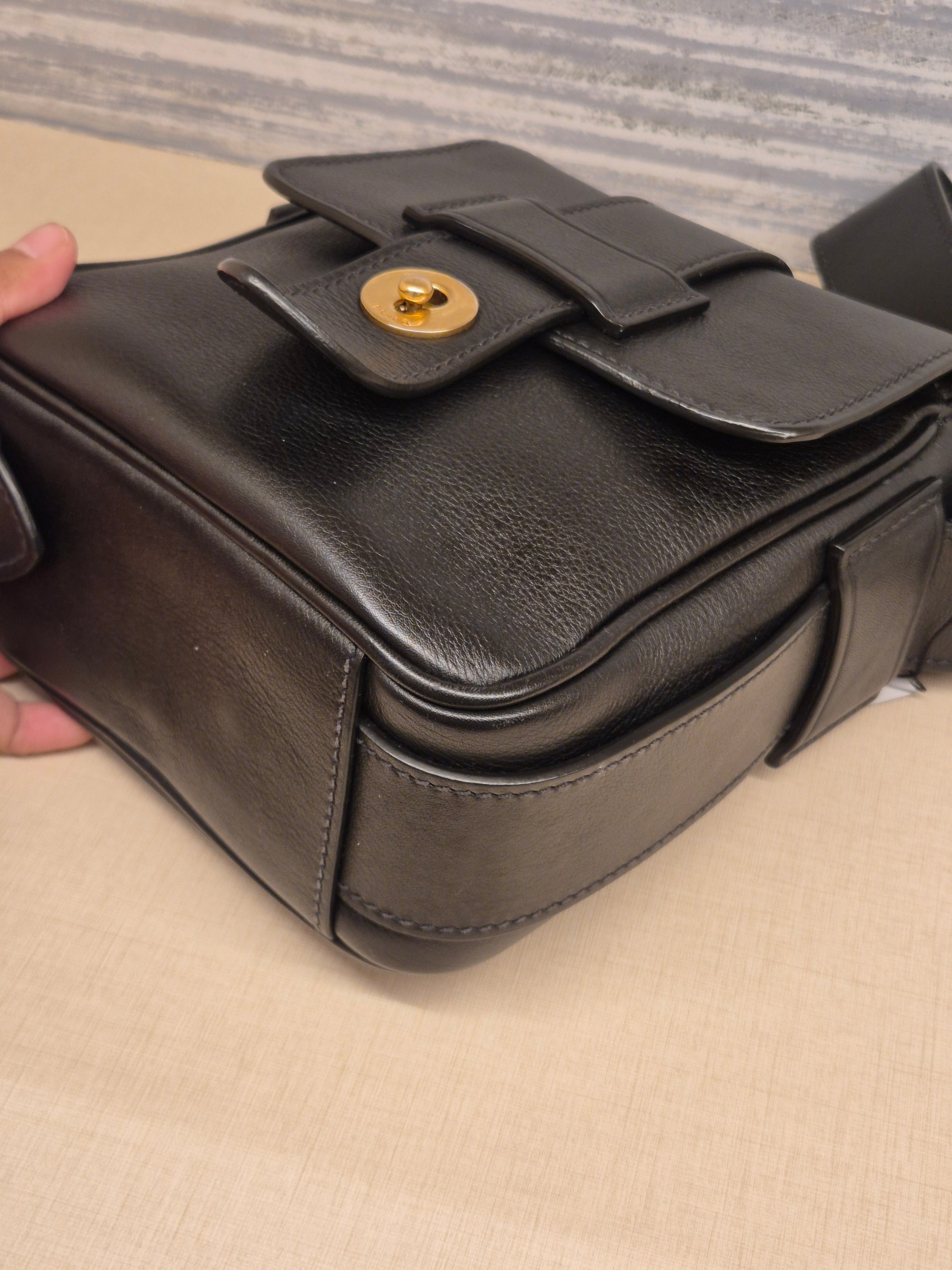 Prada Vitello Sling Leather Black