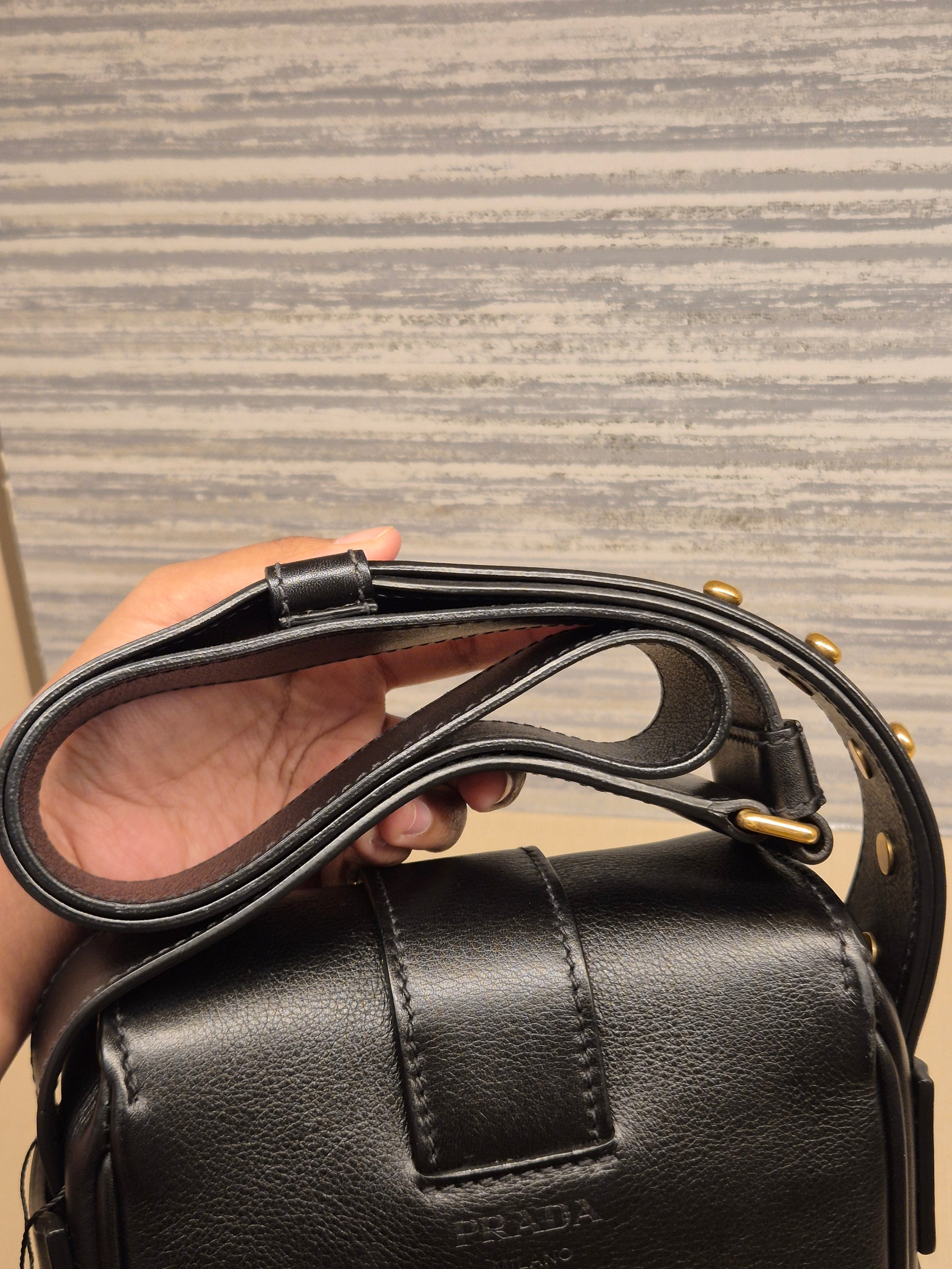 Prada Vitello Sling Leather Black