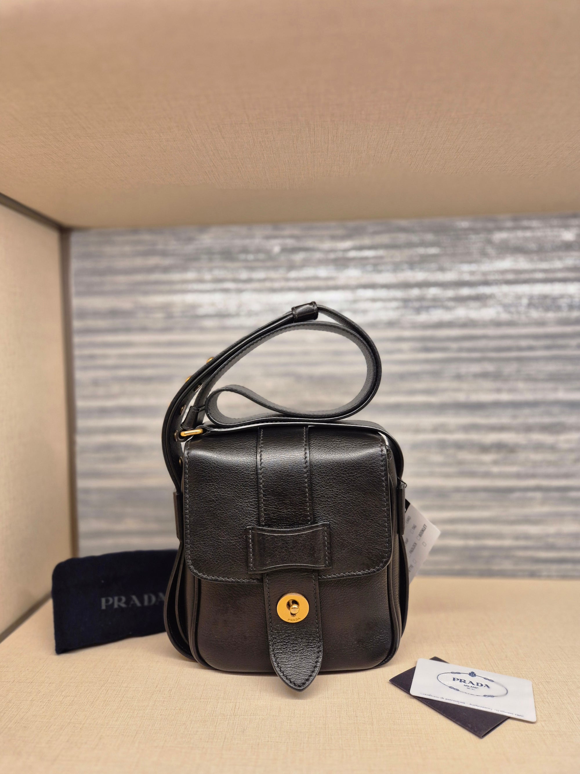 Prada Vitello Sling Leather Black