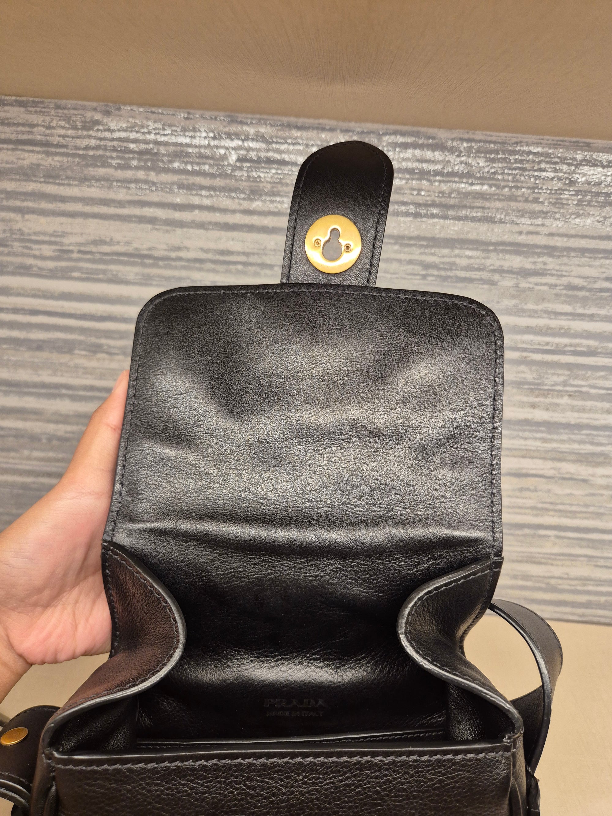 Prada Vitello Sling Leather Black