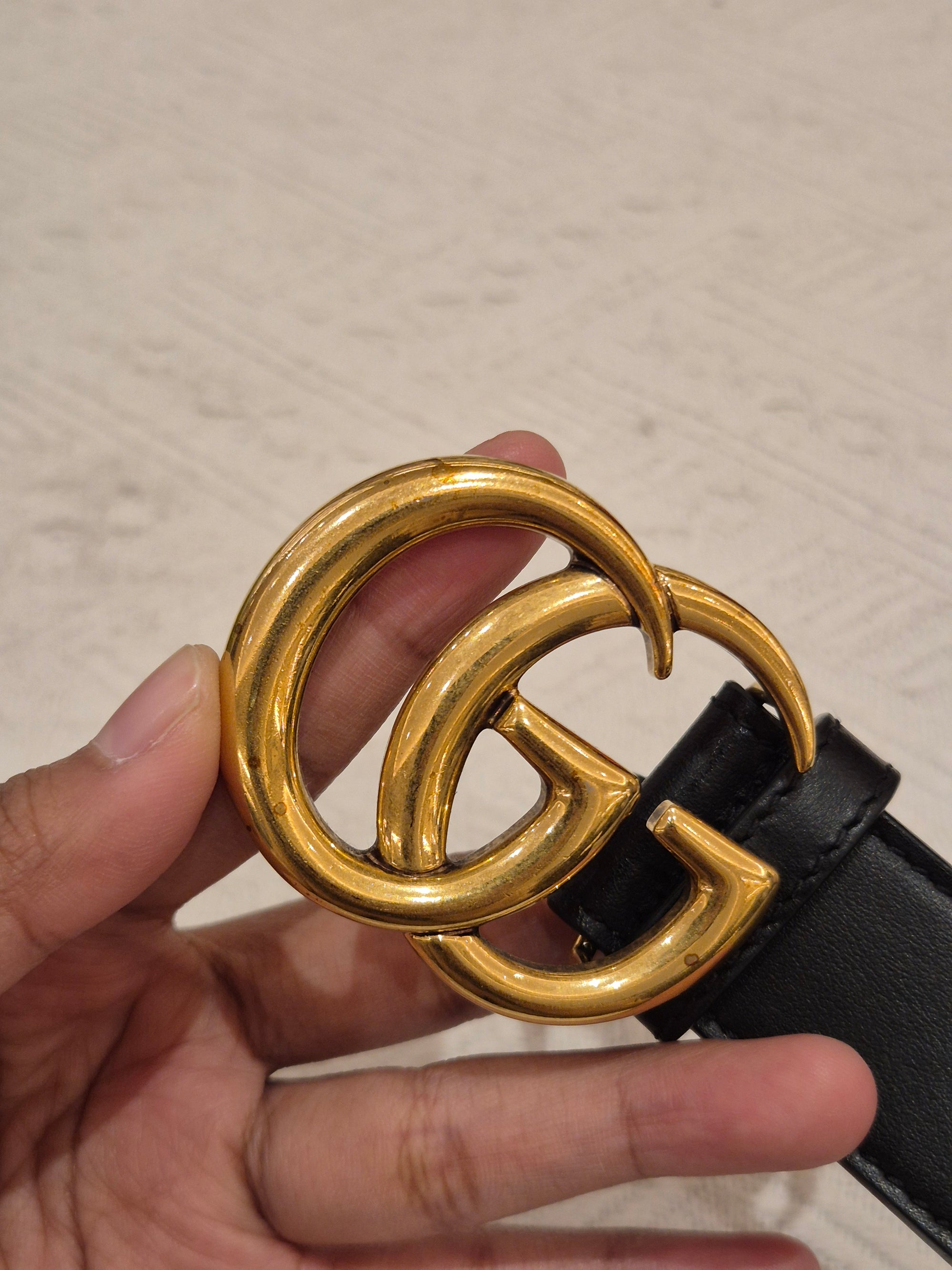 Gucci Supreme Belt Marmont Beige Ebony Black
