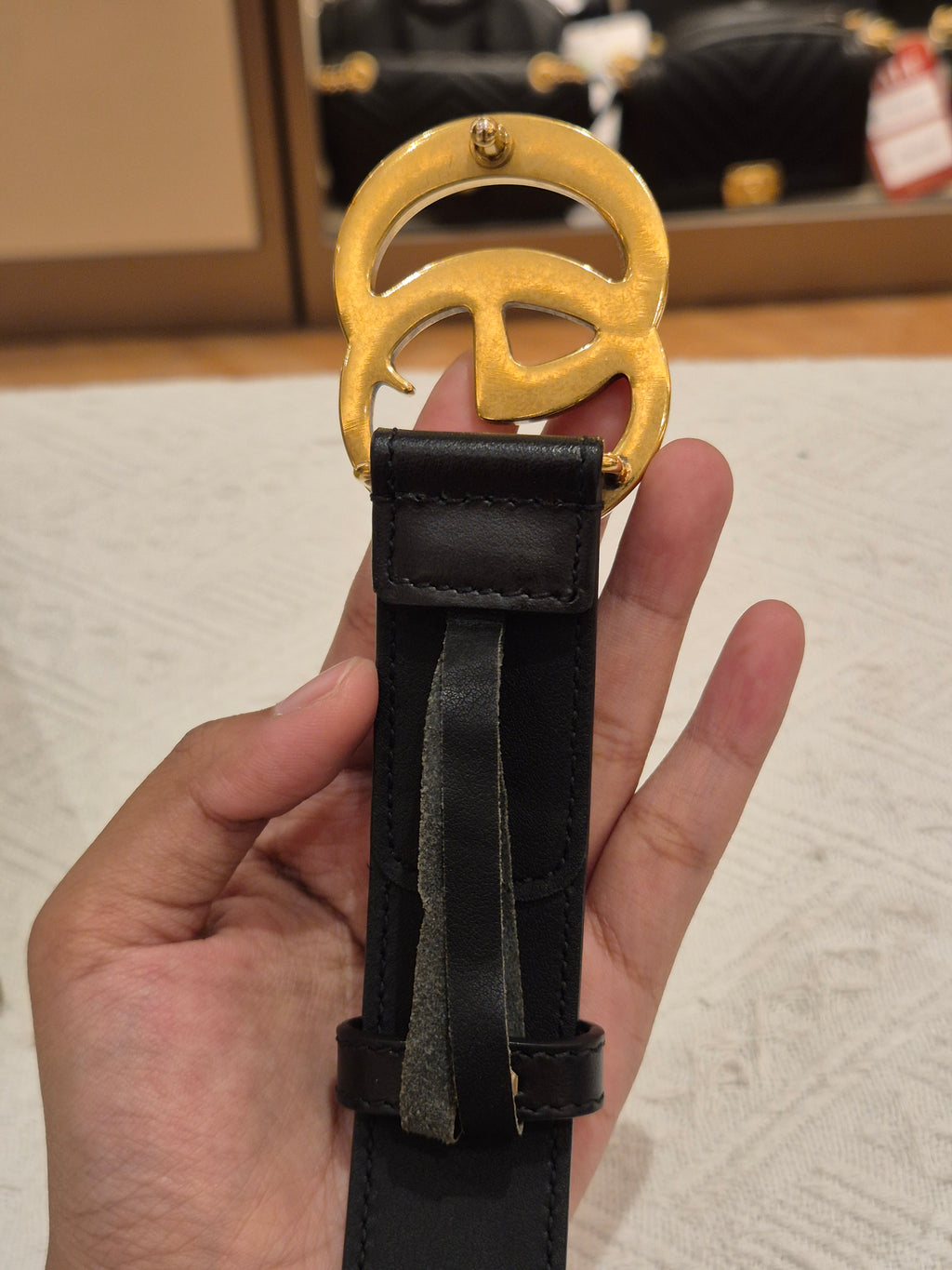 Gucci Supreme Belt Marmont Beige Ebony Black