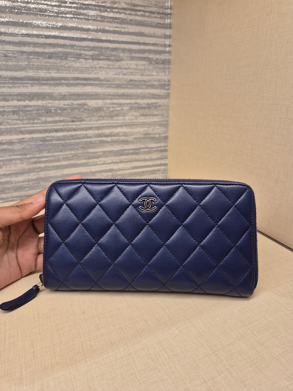 Chanel Zip Long Wallet Blue