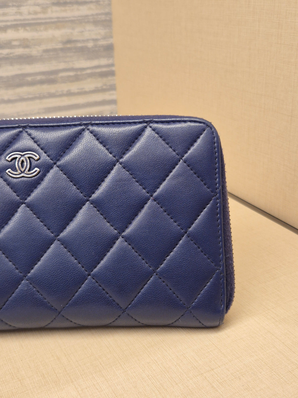 Chanel Zip Long Wallet Blue
