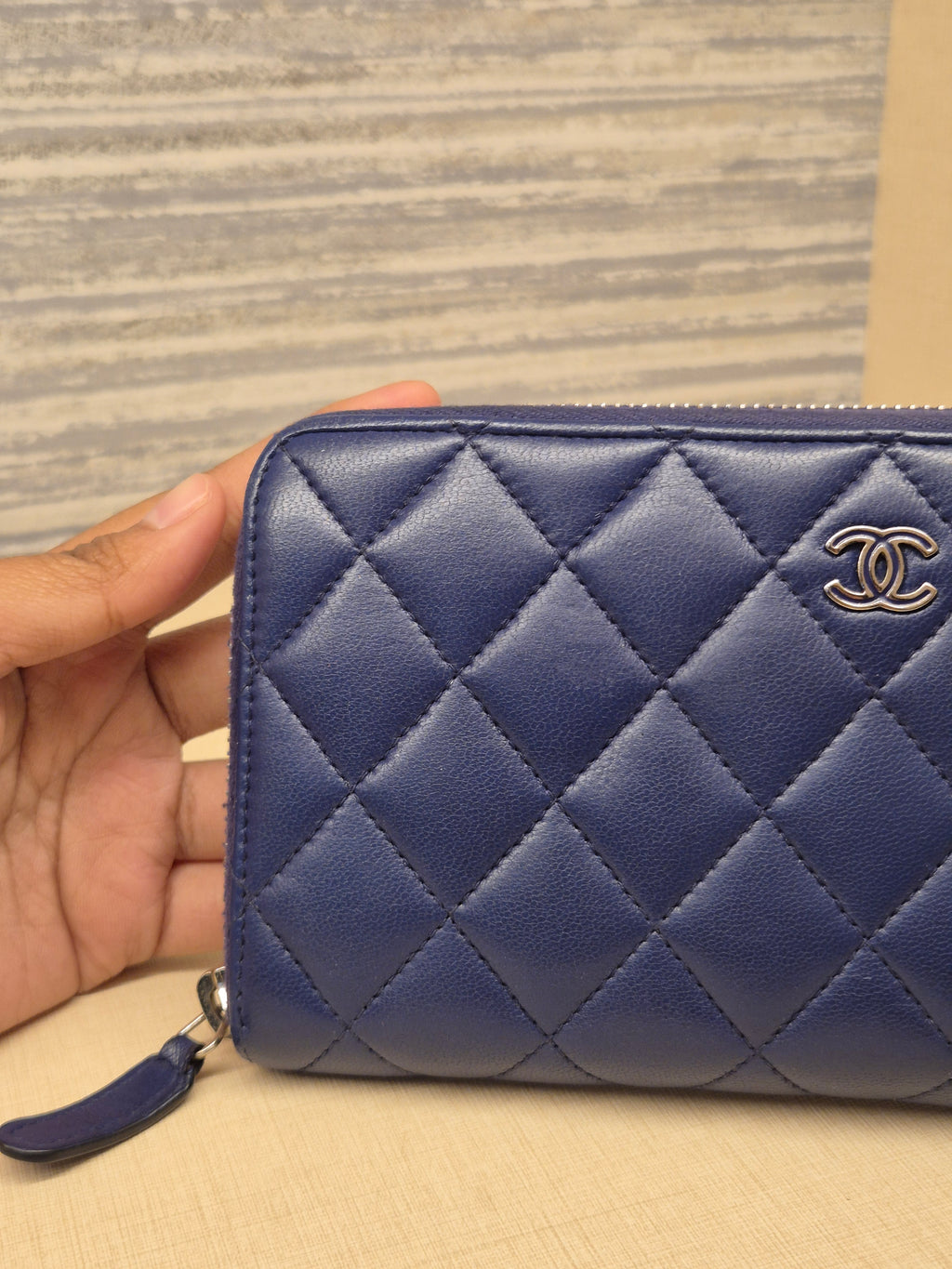 Chanel Zip Long Wallet Blue