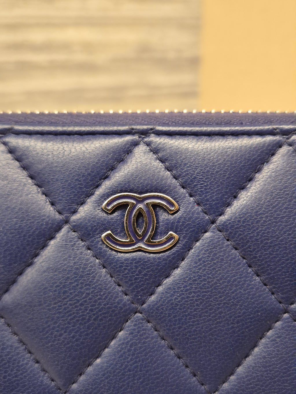 Chanel Zip Long Wallet Blue