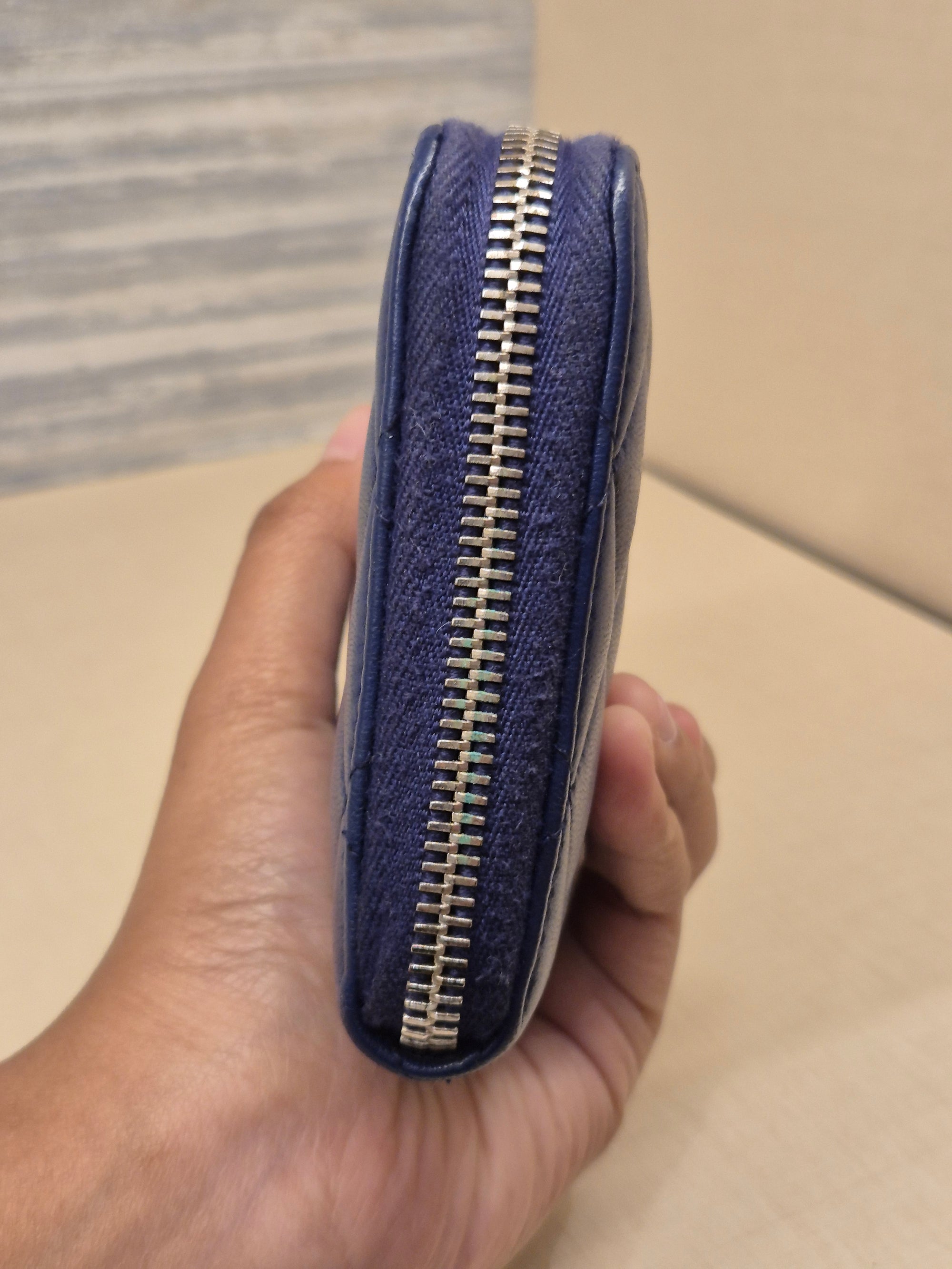 Chanel Zip Long Wallet Blue