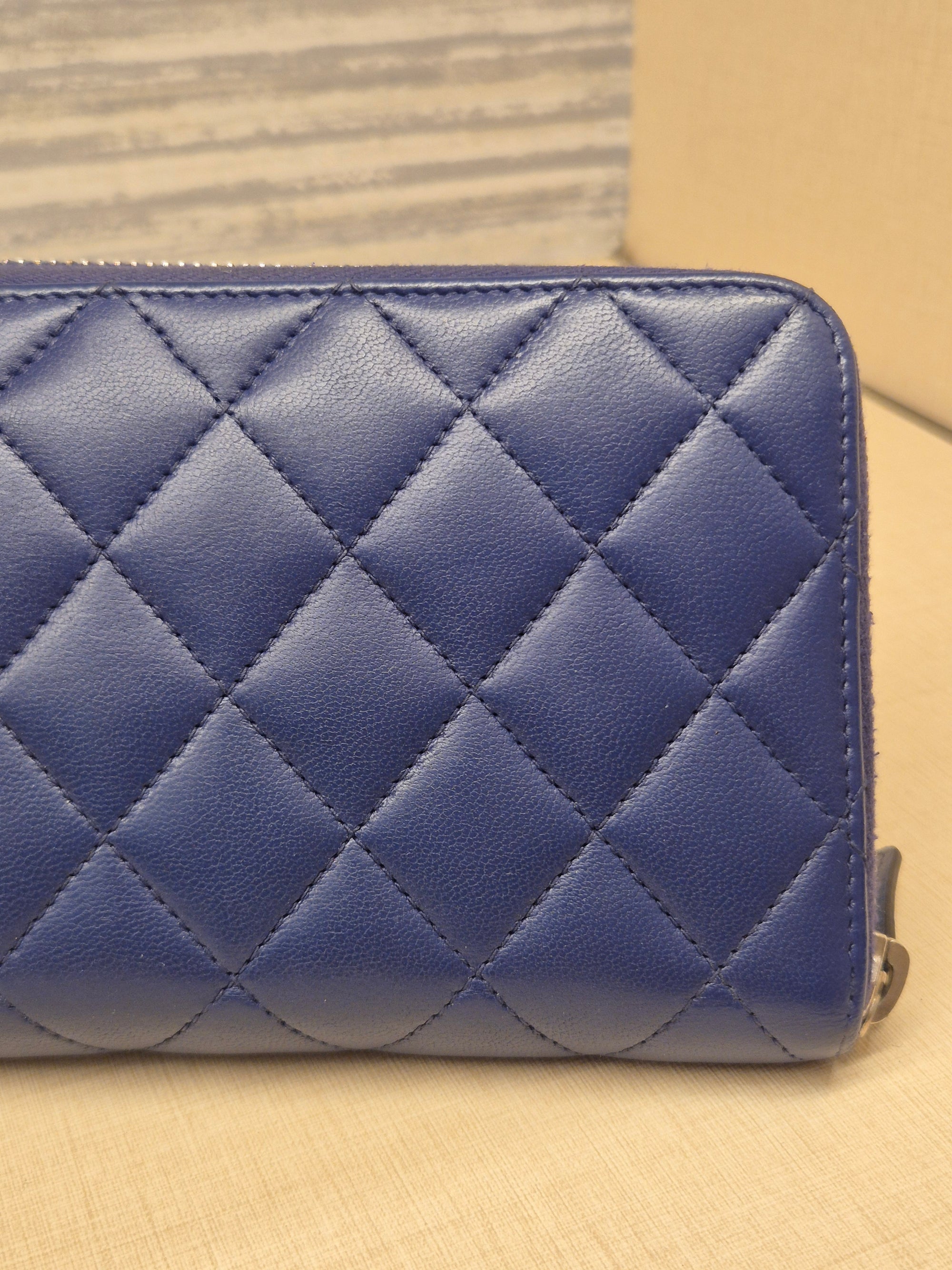 Chanel Zip Long Wallet Blue