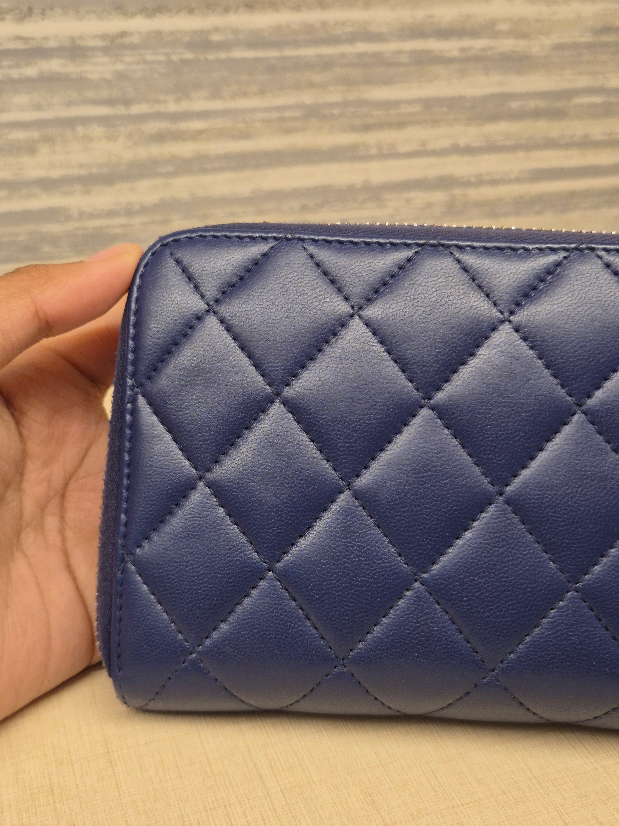 Chanel Zip Long Wallet Blue