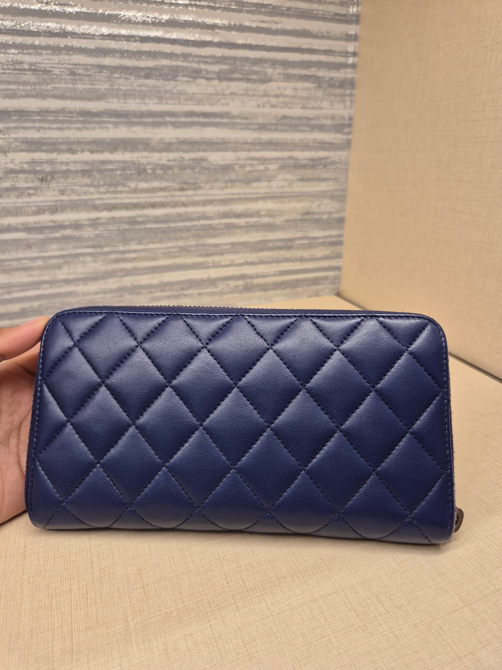 Chanel Zip Long Wallet Blue