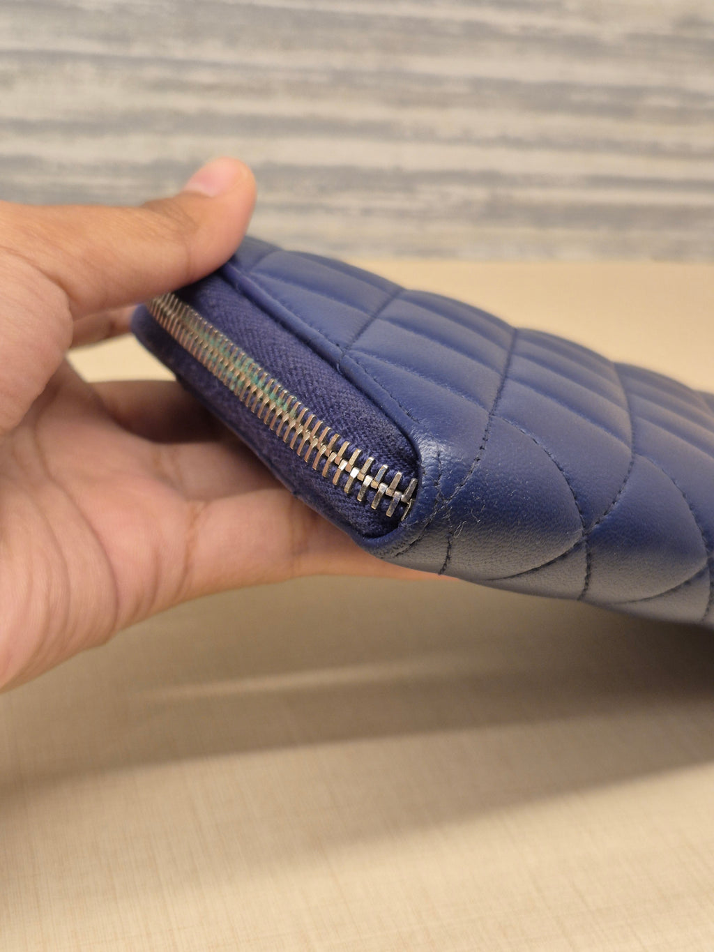 Chanel Zip Long Wallet Blue