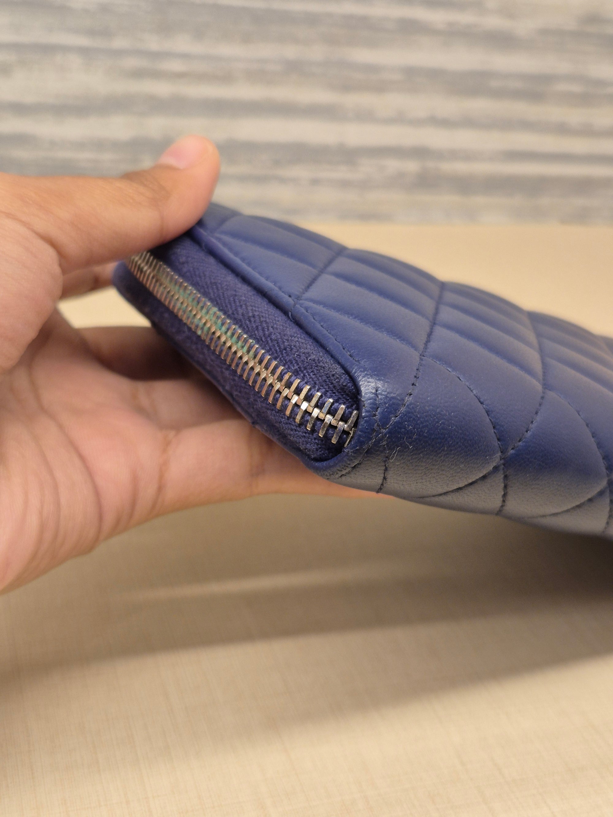 Chanel Zip Long Wallet Blue