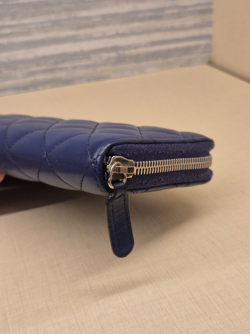 Chanel Zip Long Wallet Blue