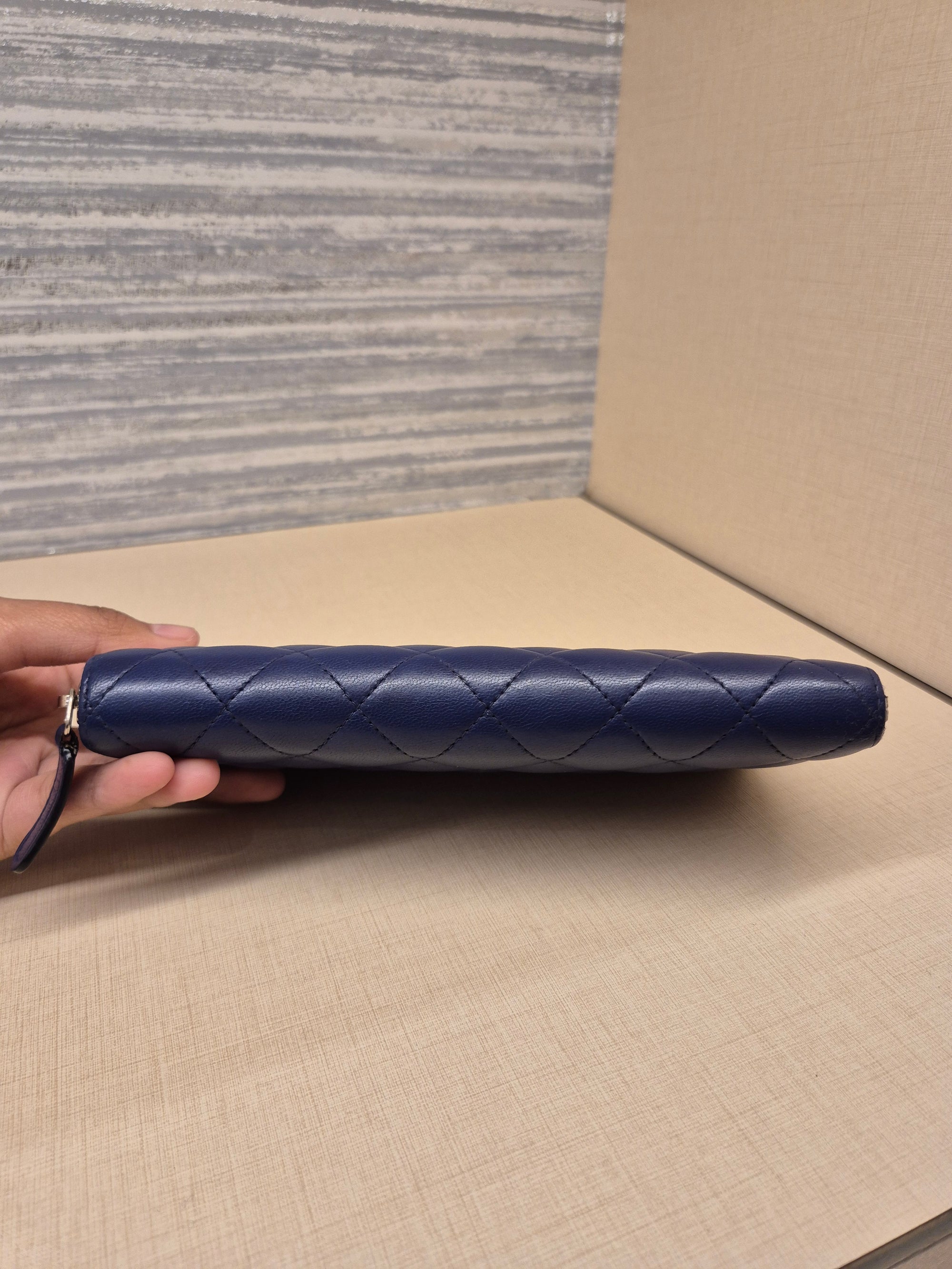 Chanel Zip Long Wallet Blue