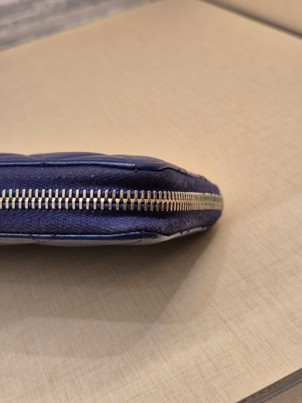 Chanel Zip Long Wallet Blue