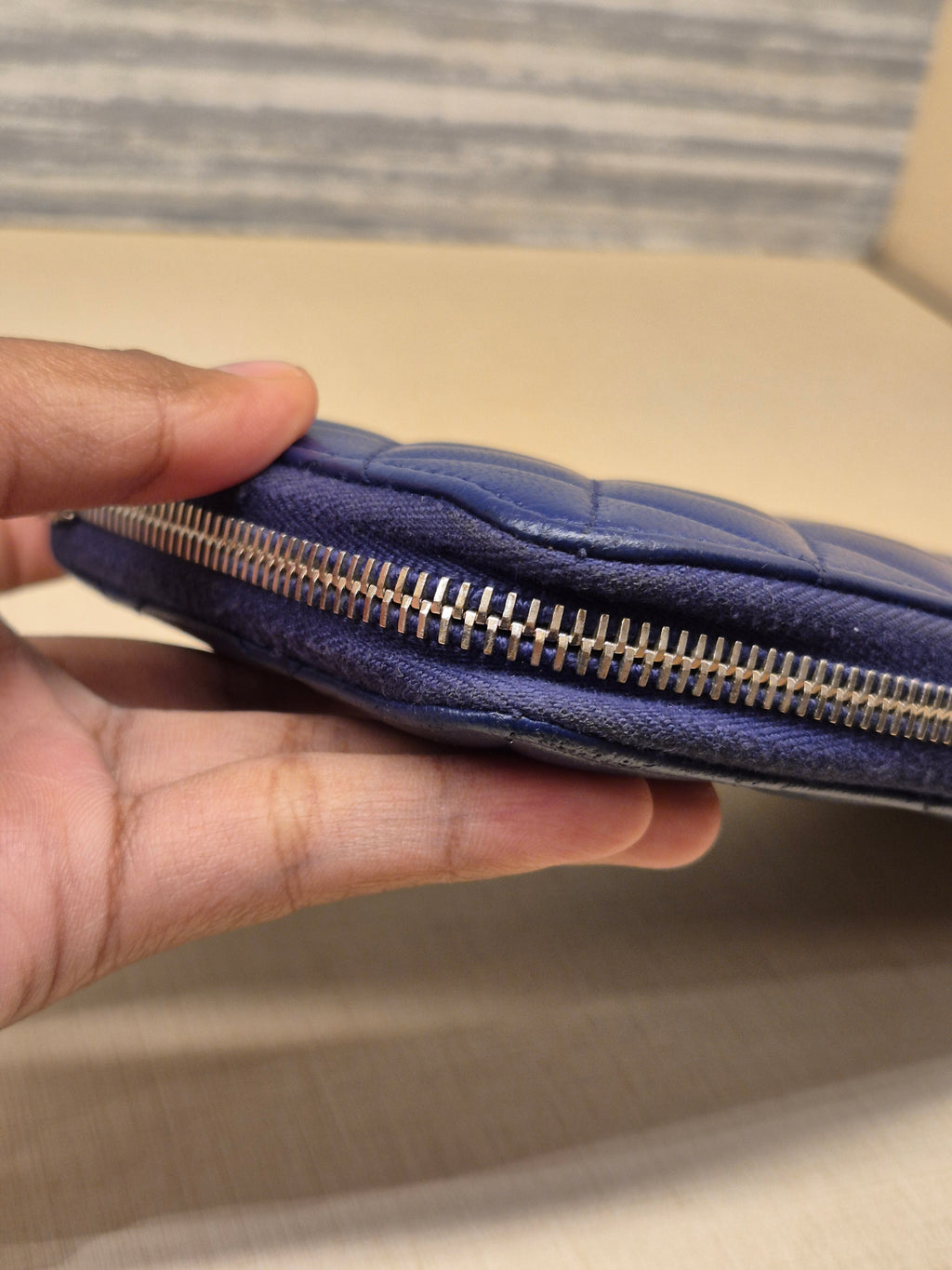 Chanel Zip Long Wallet Blue