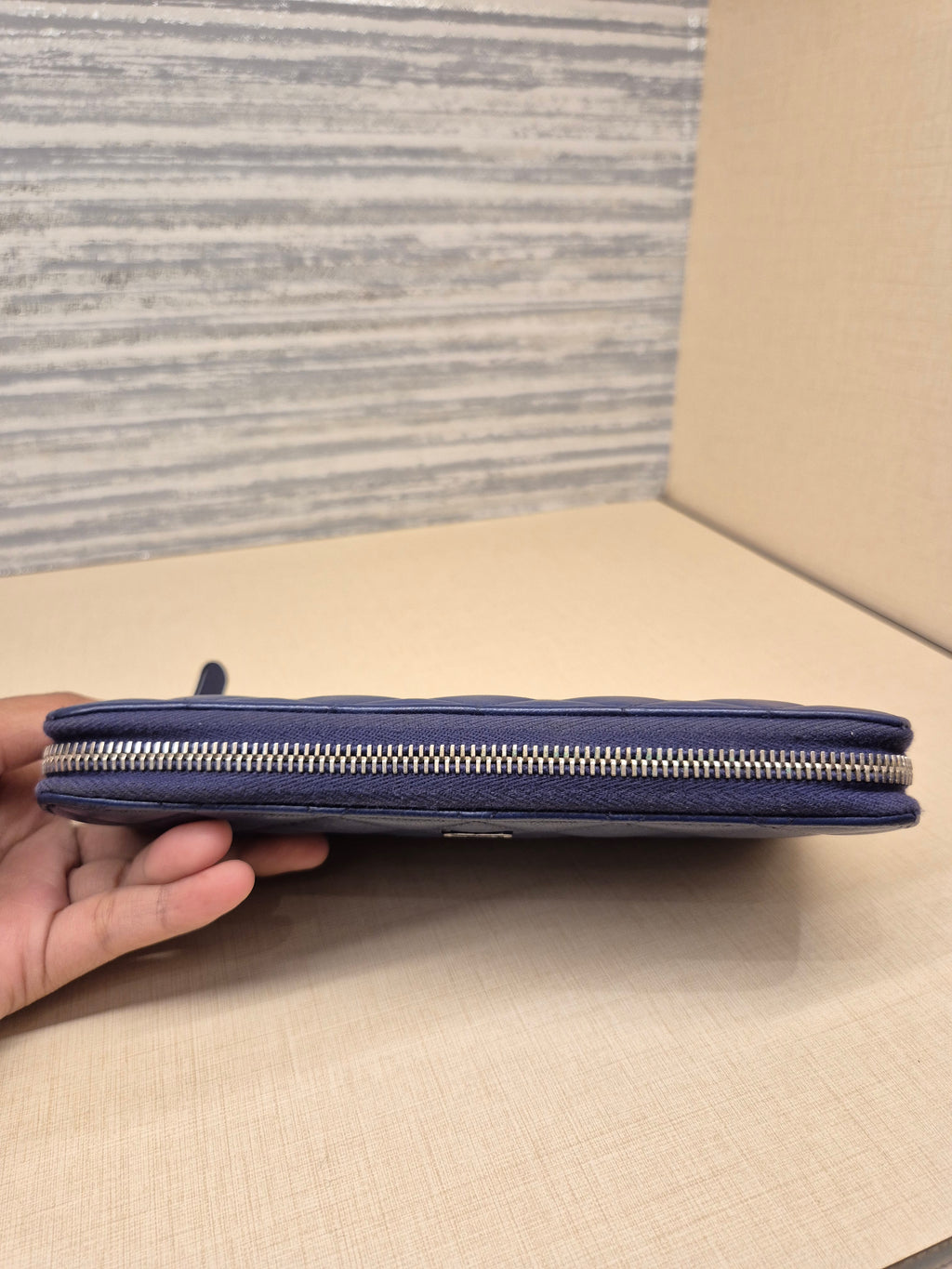 Chanel Zip Long Wallet Blue