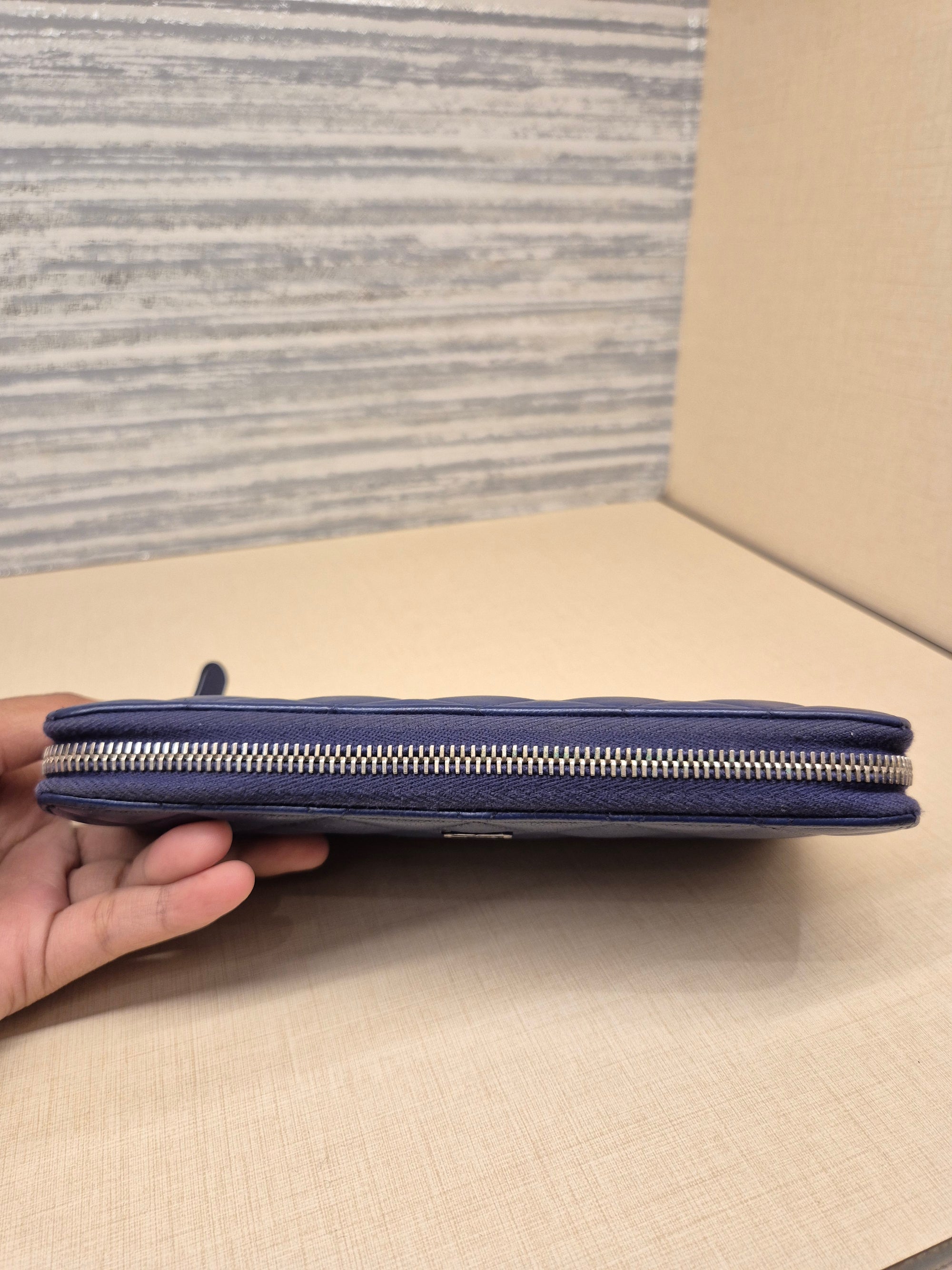 Chanel Zip Long Wallet Blue