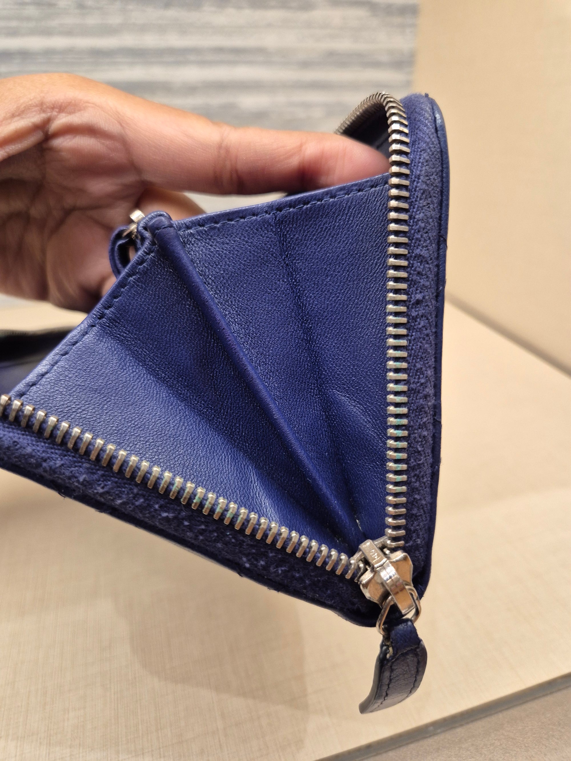 Chanel Zip Long Wallet Blue