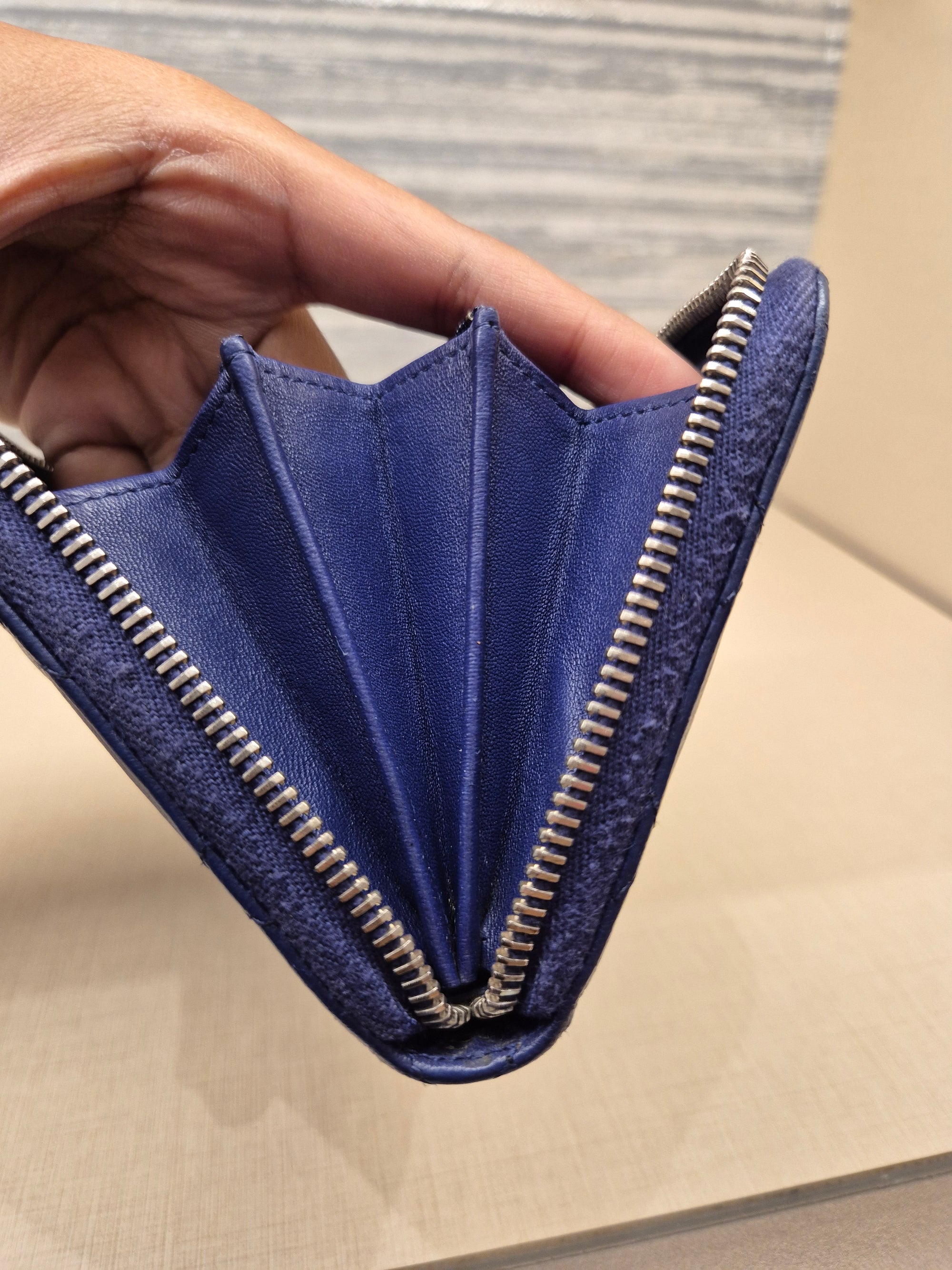 Chanel Zip Long Wallet Blue