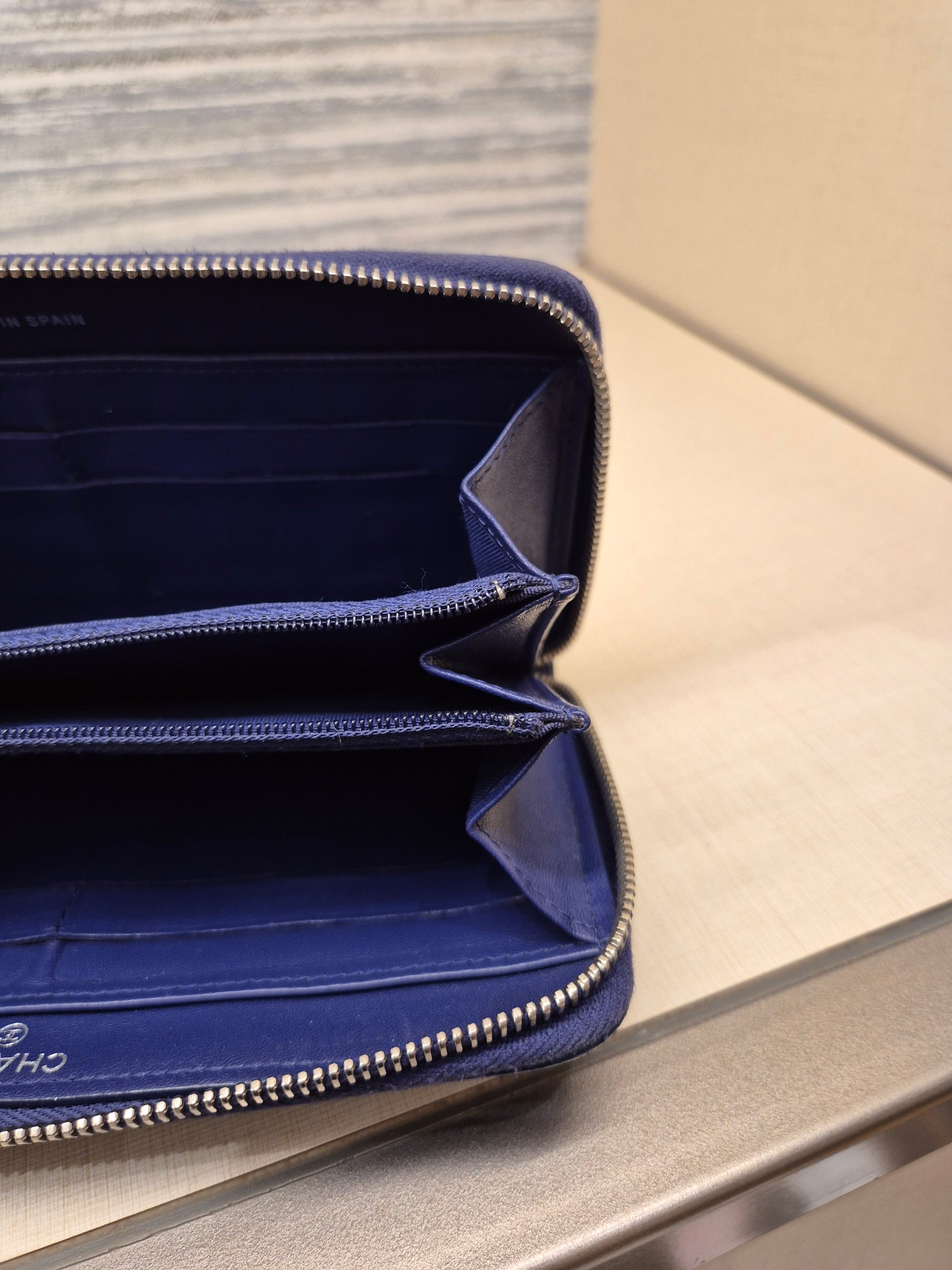 Chanel Zip Long Wallet Blue