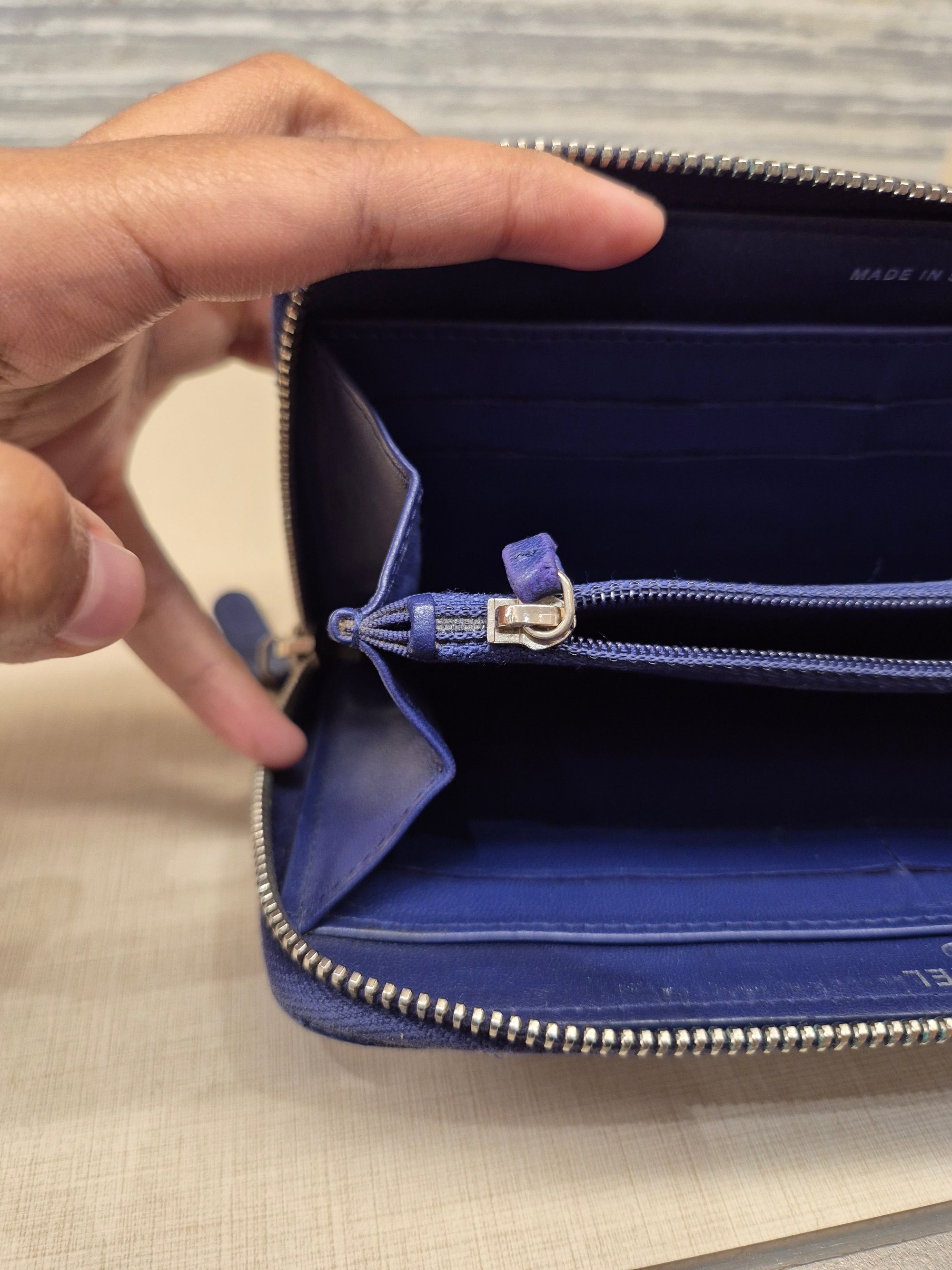 Chanel Zip Long Wallet Blue