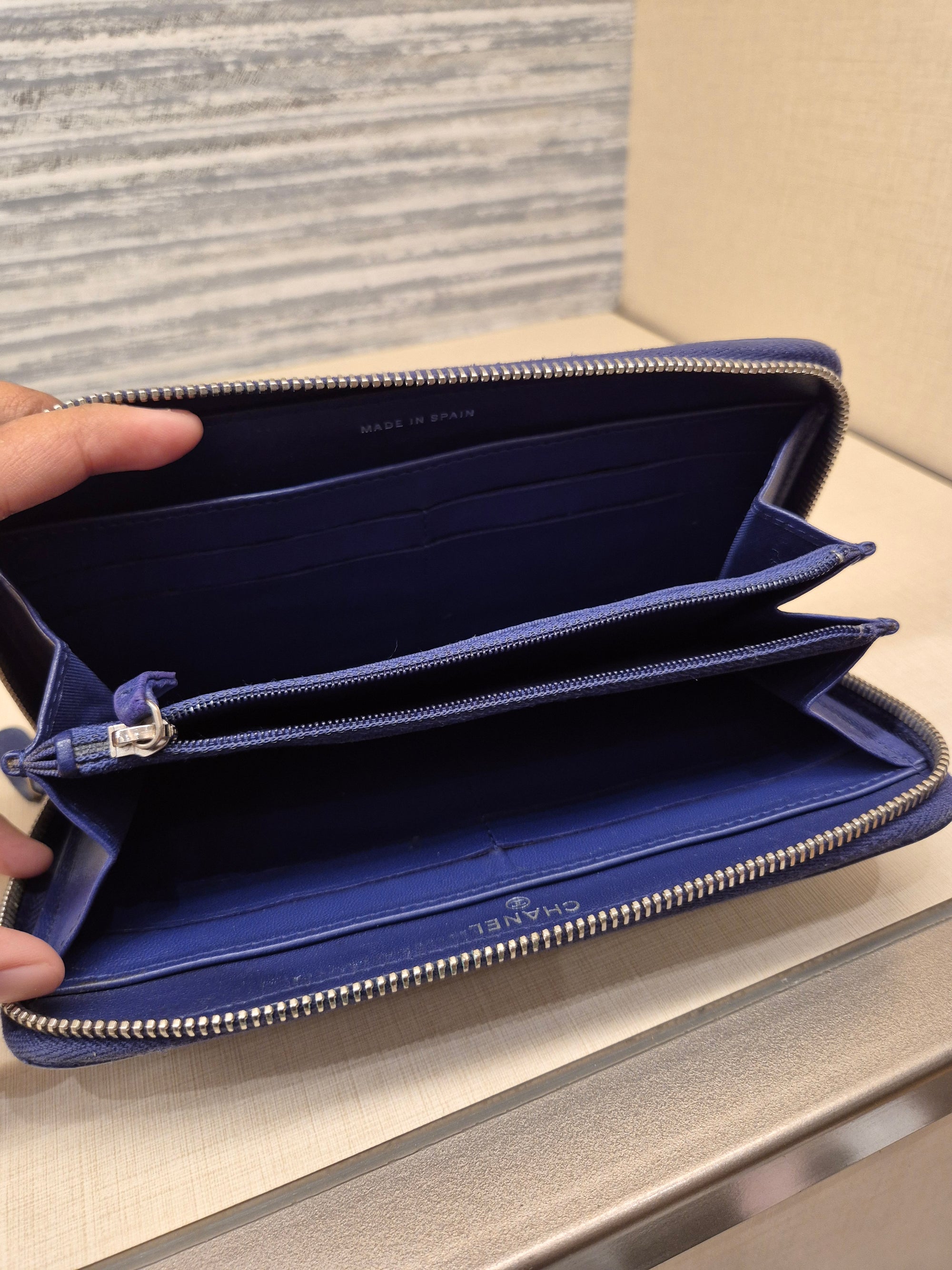 Chanel Zip Long Wallet Blue
