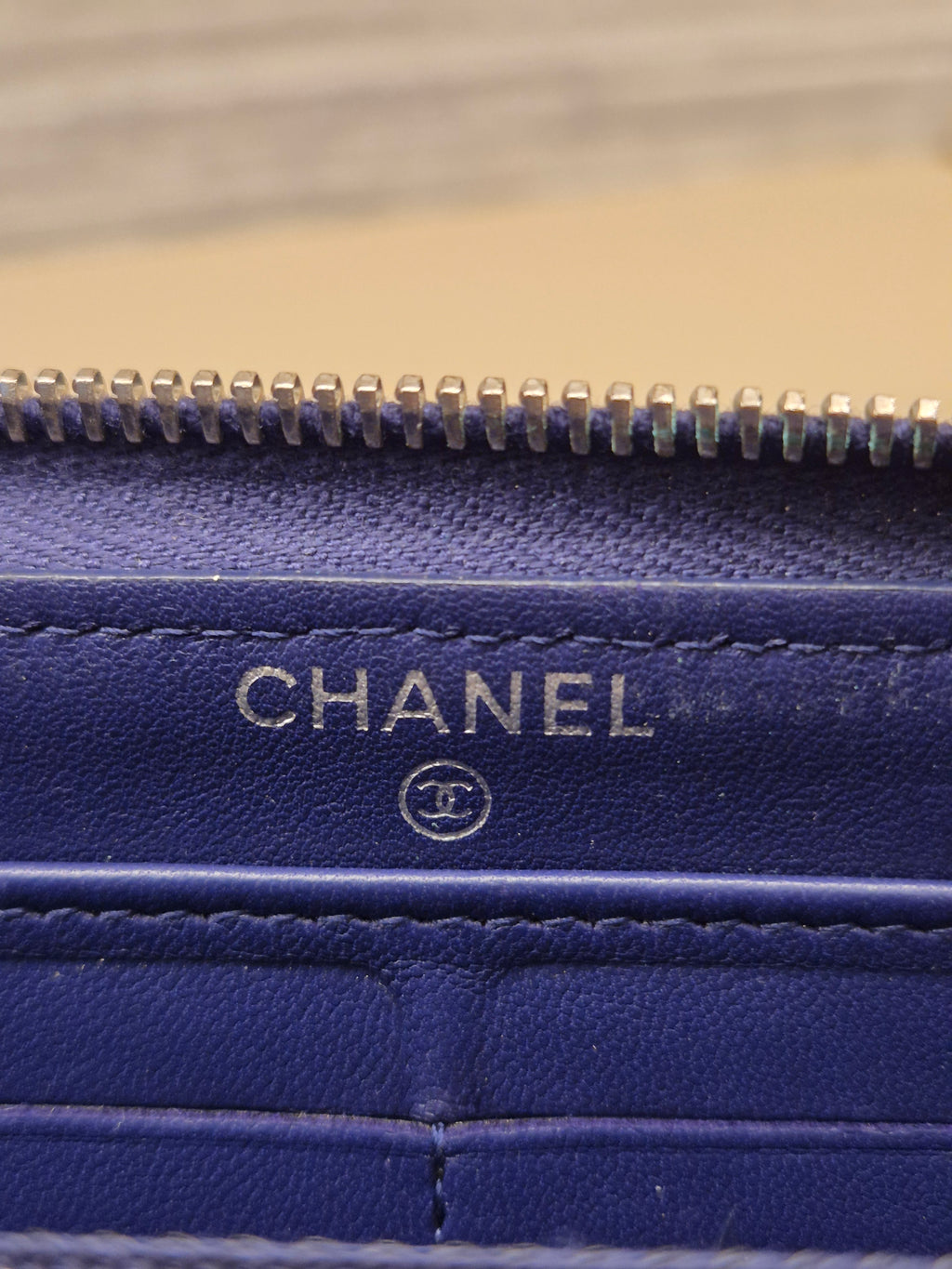 Chanel Zip Long Wallet Blue