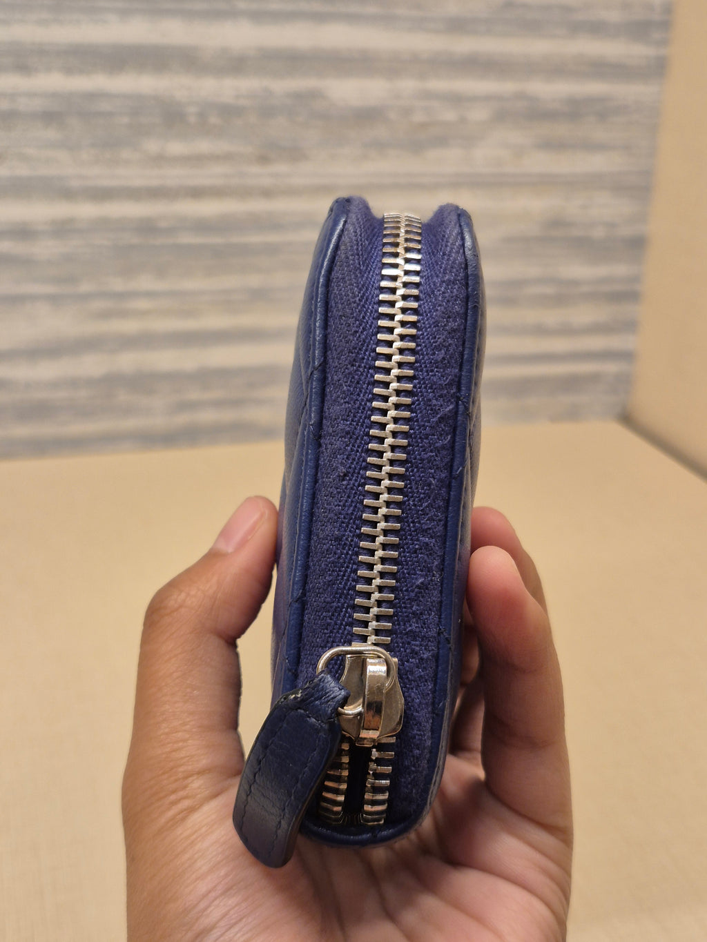 Chanel Zip Long Wallet Blue