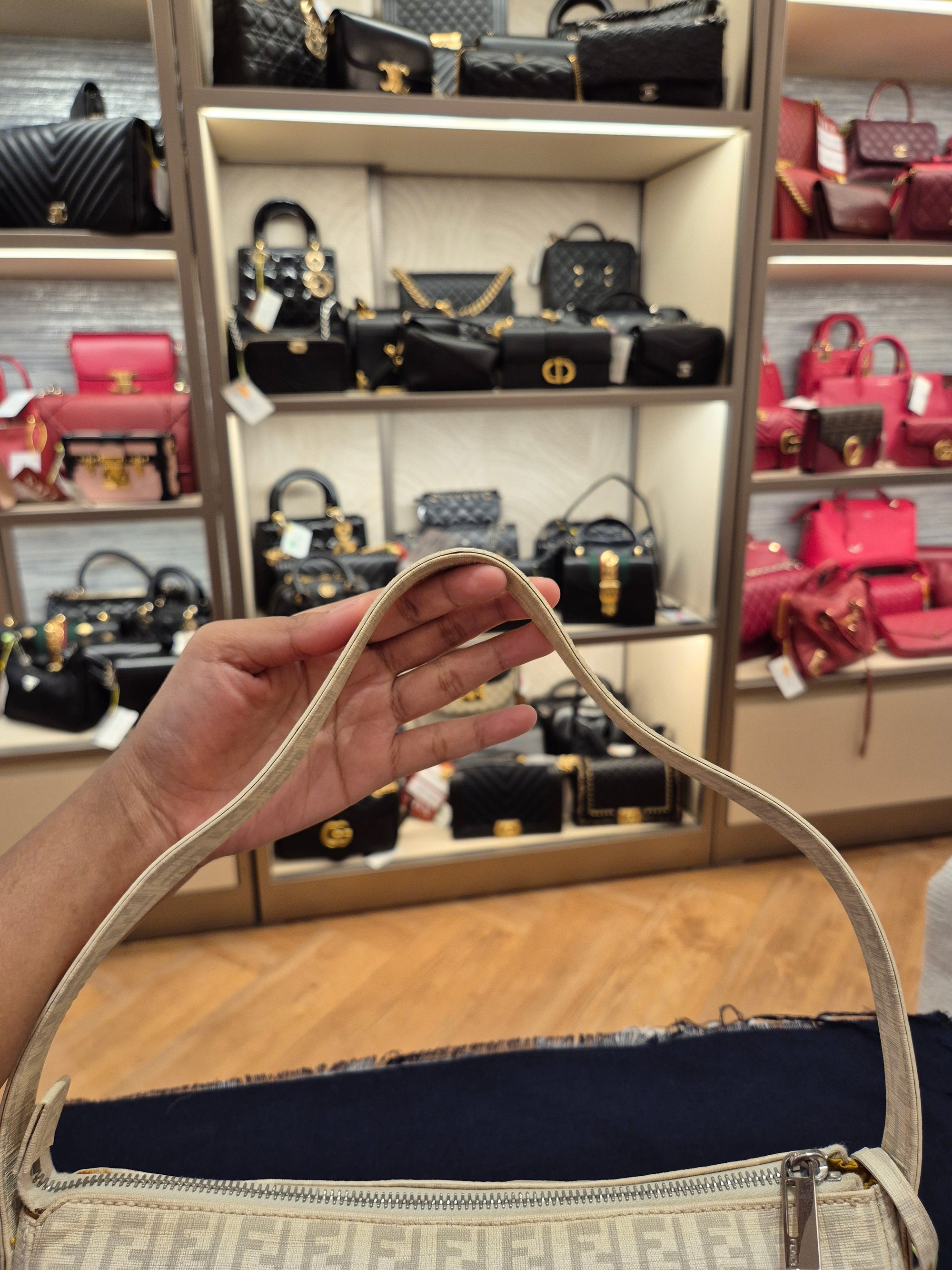 Fendi Zucchino Shoulder FF Ivory