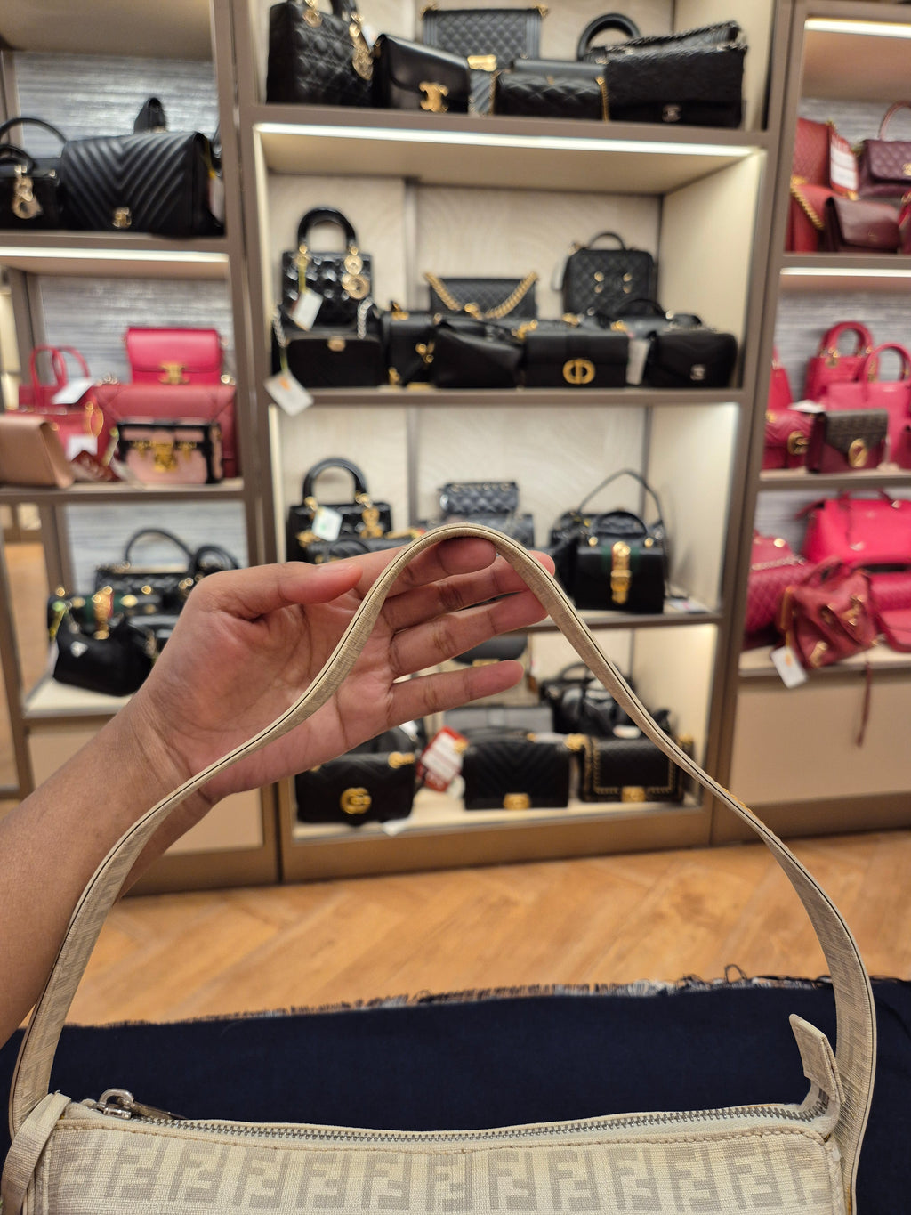 Fendi Zucchino Shoulder FF Ivory