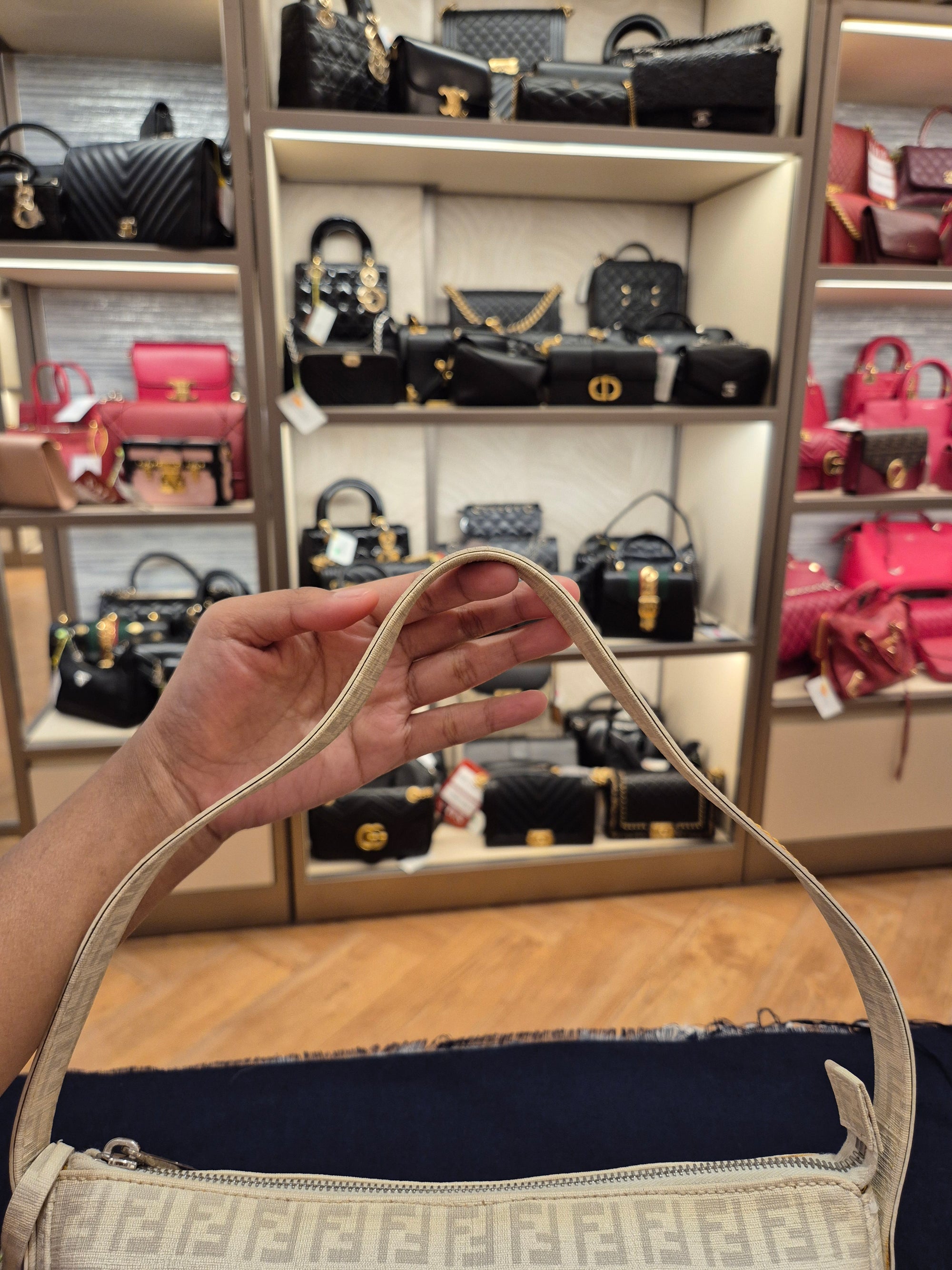 Fendi Zucchino Shoulder FF Ivory