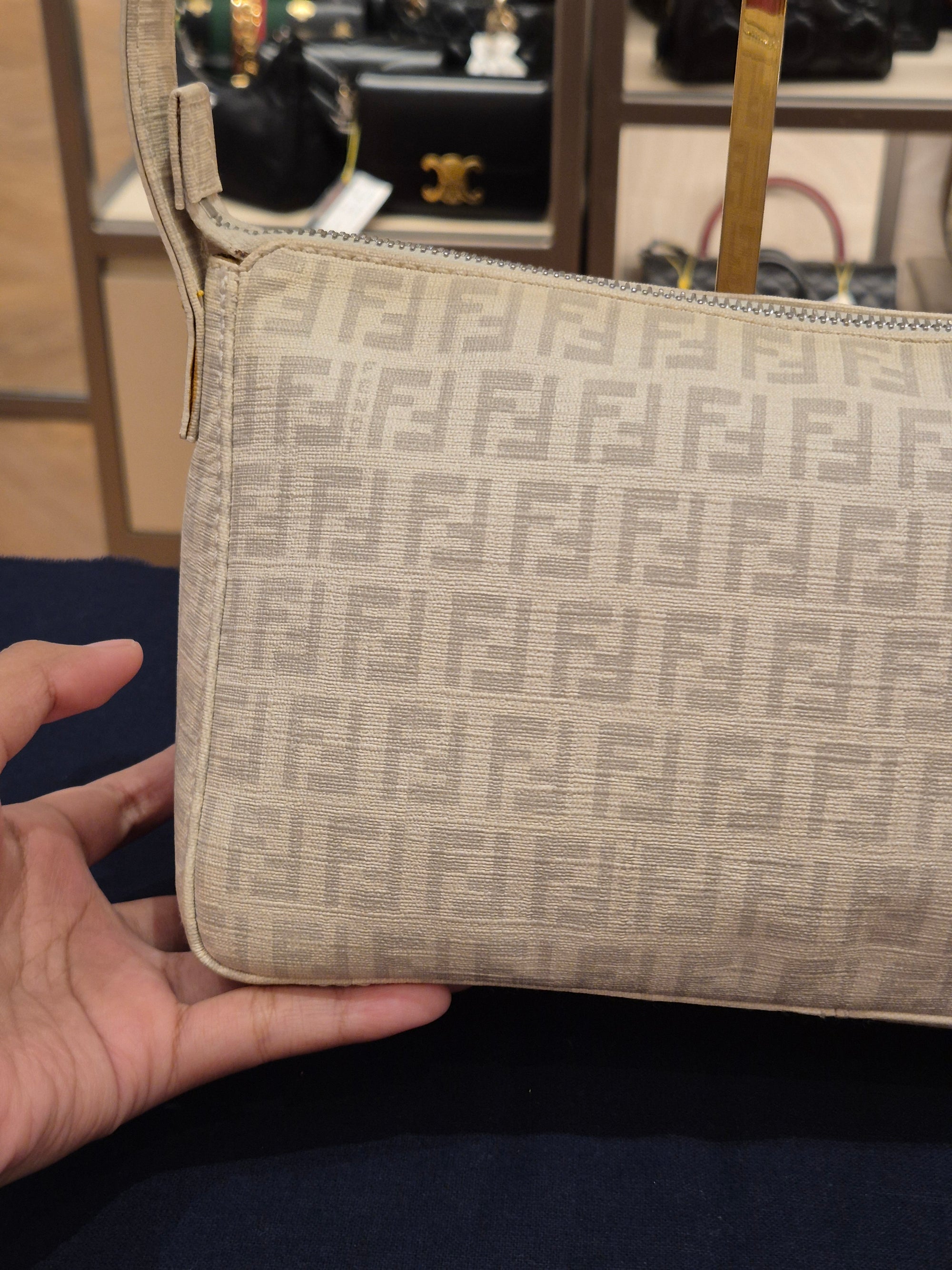 Fendi Zucchino Shoulder FF Ivory