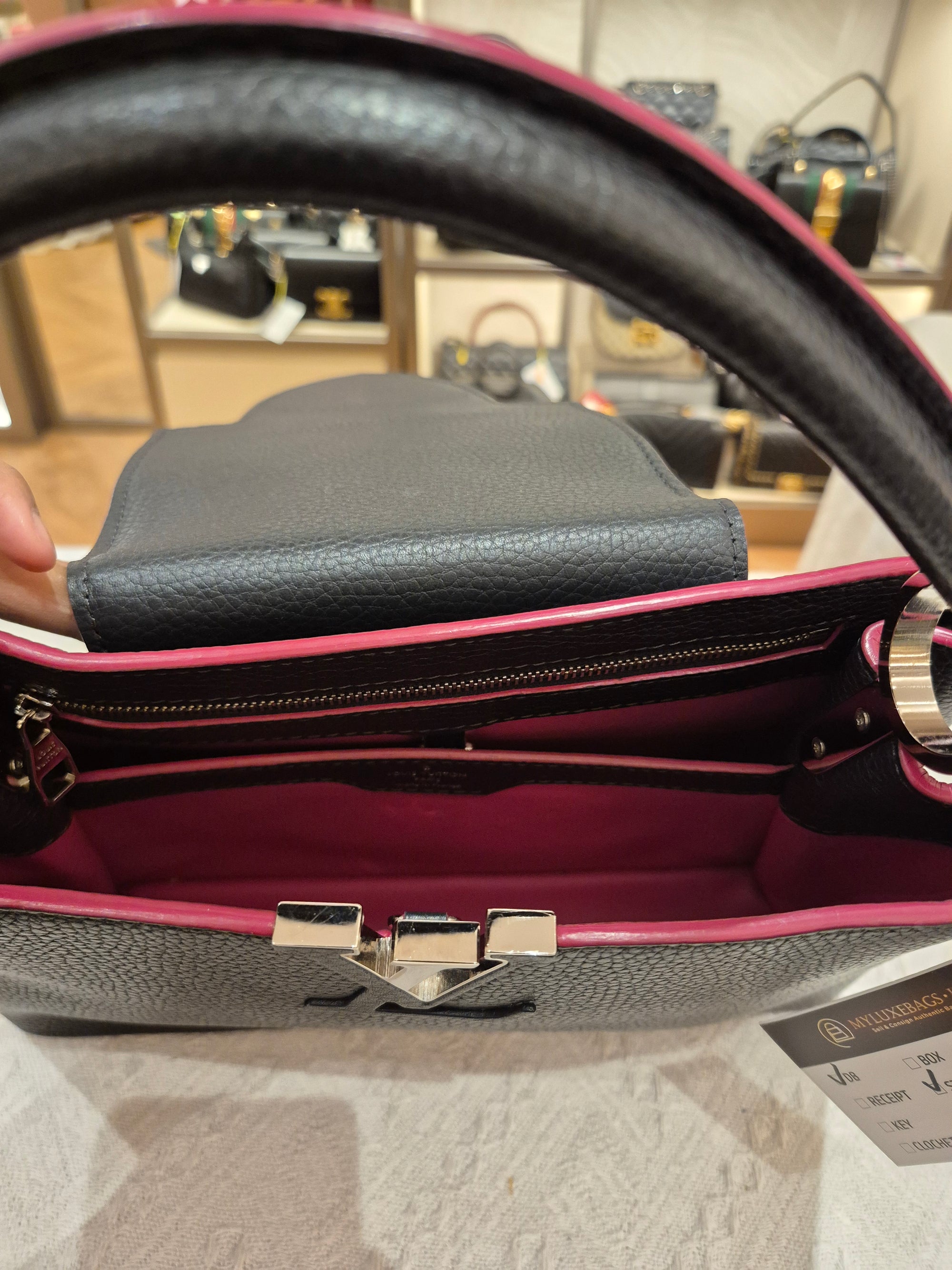 Louis Vuitton Capucines MM Black Fuschia