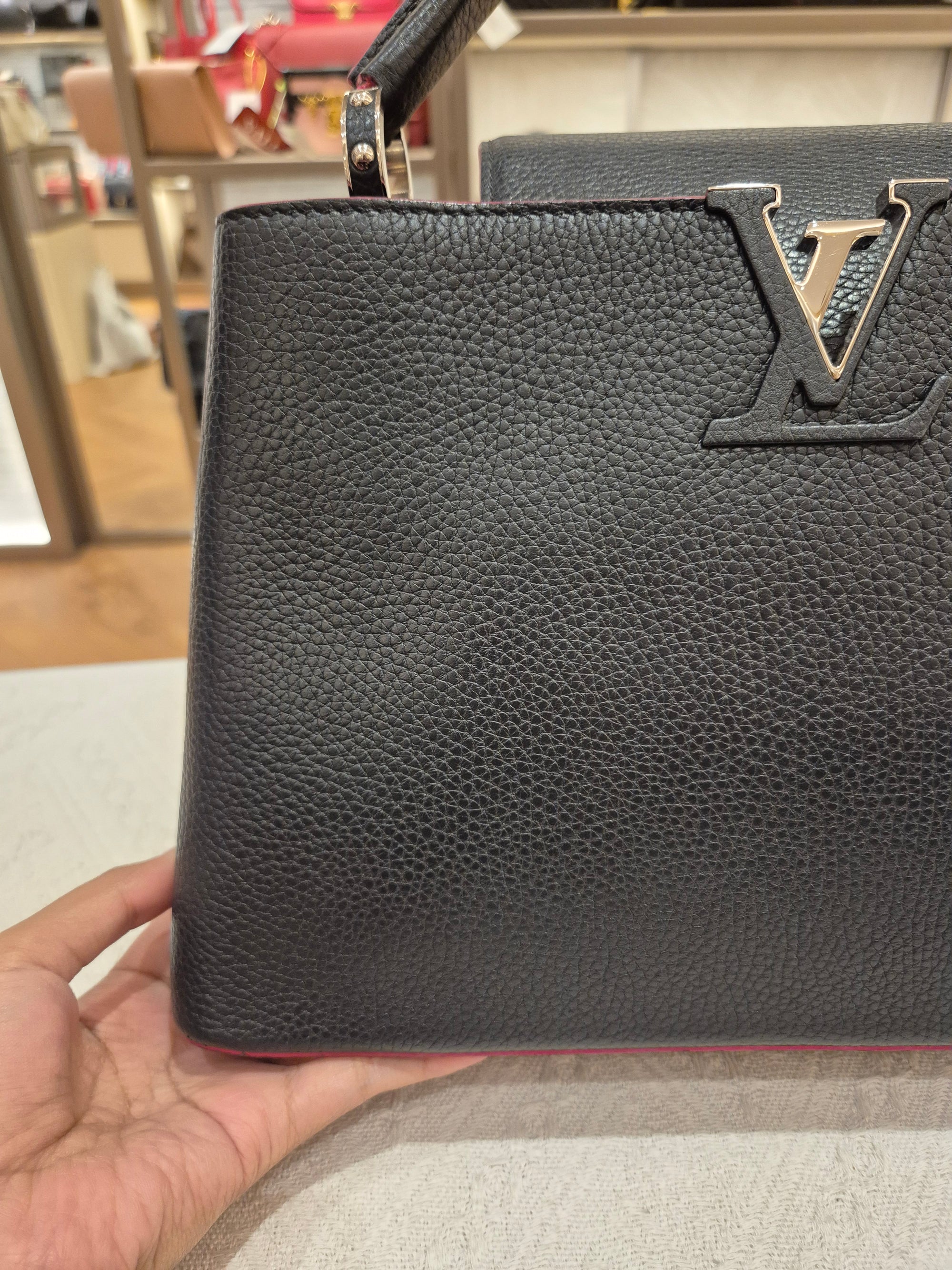 Louis Vuitton Capucines MM Black Fuschia