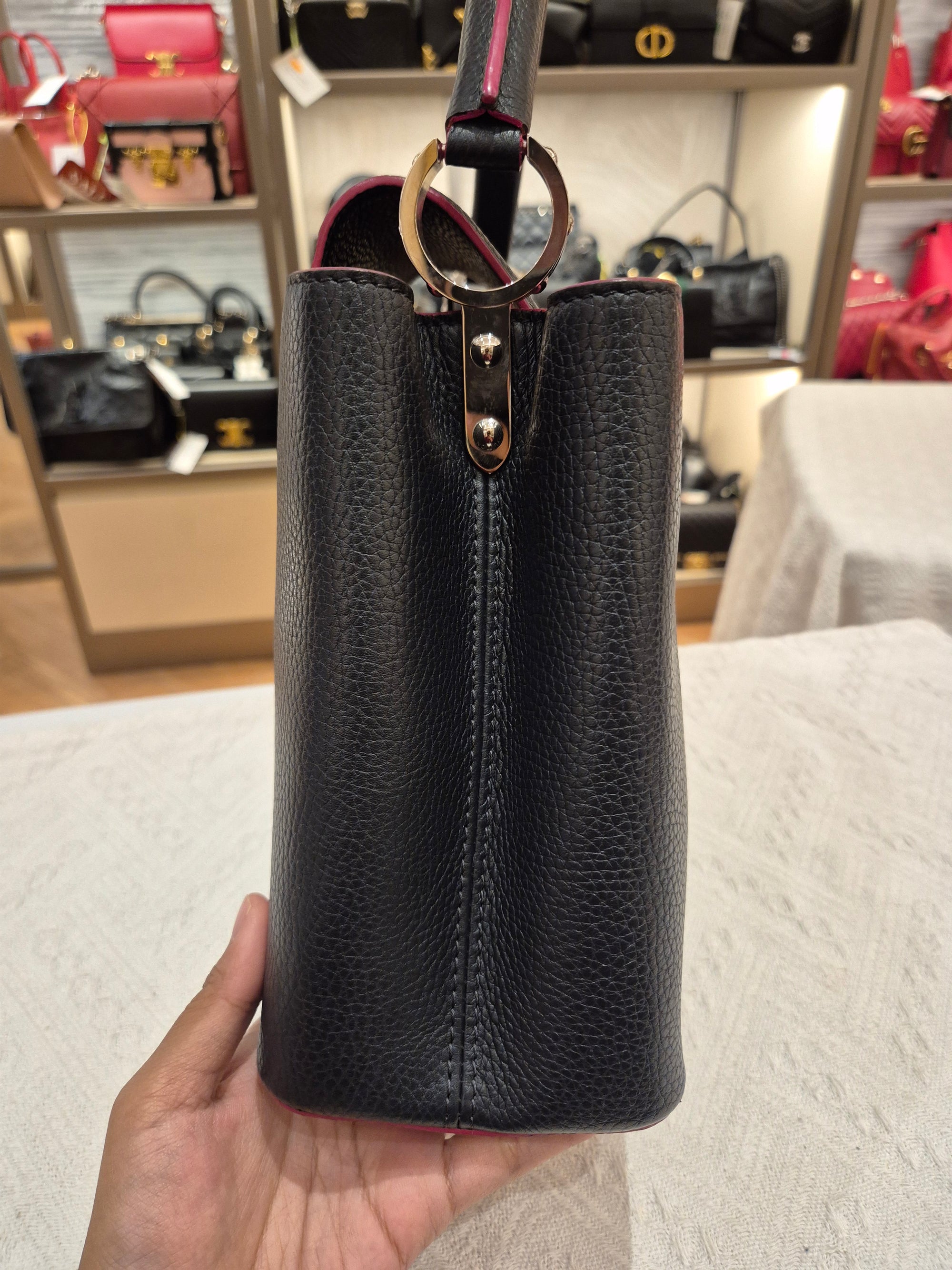 Louis Vuitton Capucines MM Black Fuschia